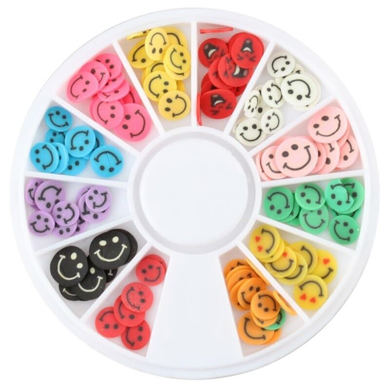KMSRV Smiley Face Nail Art Slices - DIY Nail Decoration for Manicure, Crafting & Nail Art Designs | Cute Smiley Emoji Nail Accessories for Party, Salon & Home Decor