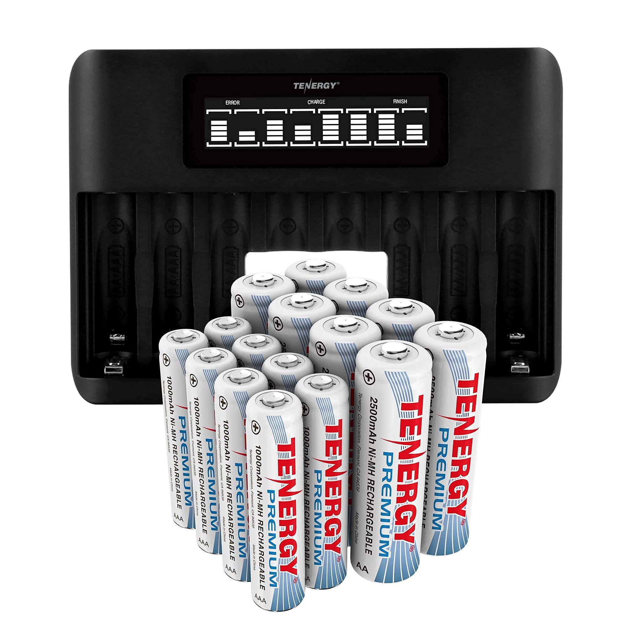 Tenergy Premium 1.2V AA & AAA NiMH Rechargeable Batteries - 8 Pack AA + 8 Pack AAA Precharged - High Capacity for Digital Cameras, Game Controllers & Wireless Devices - Long Lasting Power for Electronics