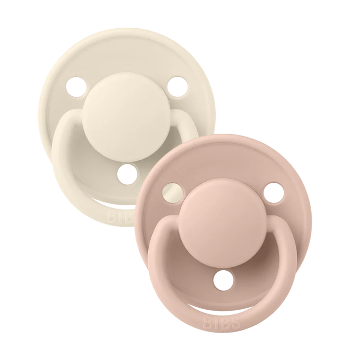 BIBS Round De Lux Silicone Pacifiers 2-Pack for Babies 0-3 Years | Soft Orthodontic Soothers for Newborns & Toddlers | Perfect for Daycare, Travel & Sleep Comfort