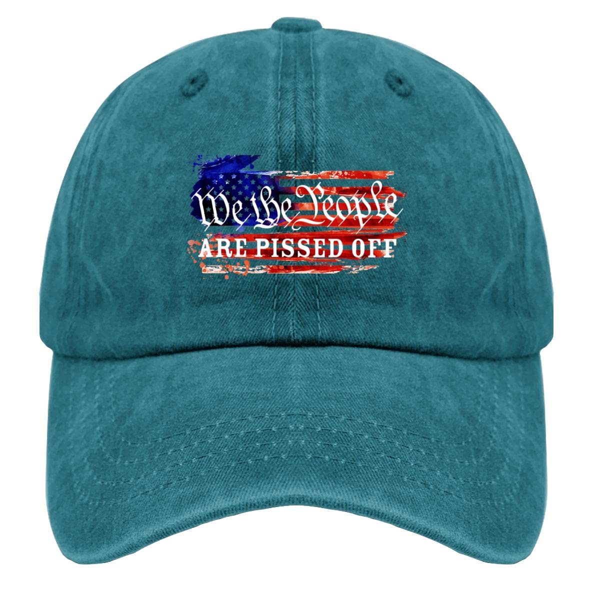 Low Profile Cowboy Baseball Hat for Men - Adjustable Cotton Running Cap with 'We The People Are Pissed Off' Design - Perfect for Outdoor Sports, Hiking, and Casual Wear