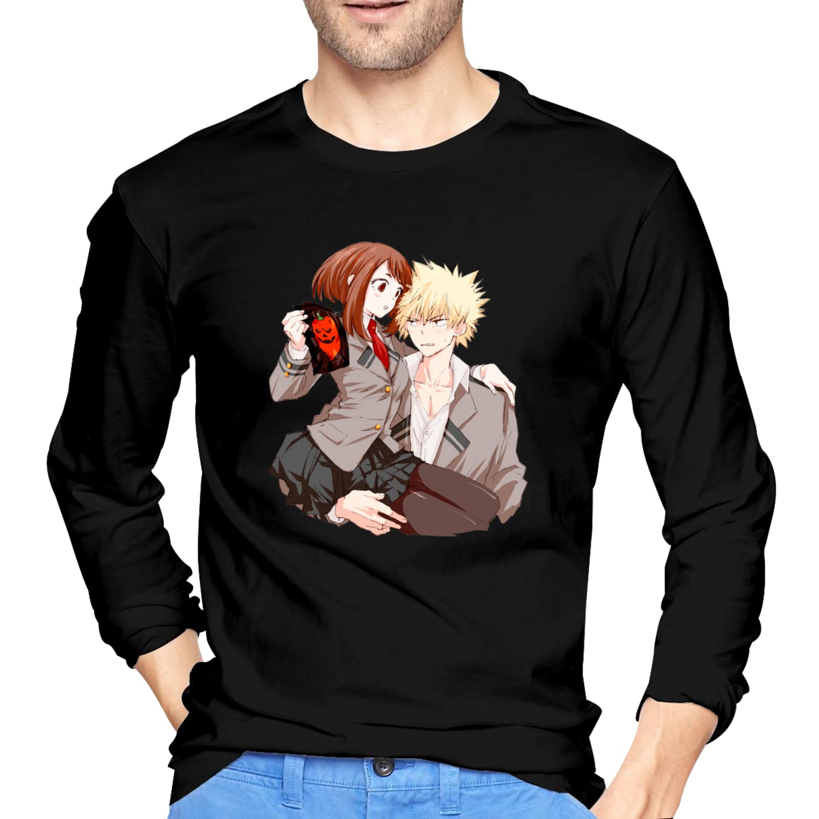 Men's Long Sleeve Graphic T-Shirt - Round Neck Casual Top for Everyday Wear | Perfect for Streetwear, Layering & Cool Weather Outfits