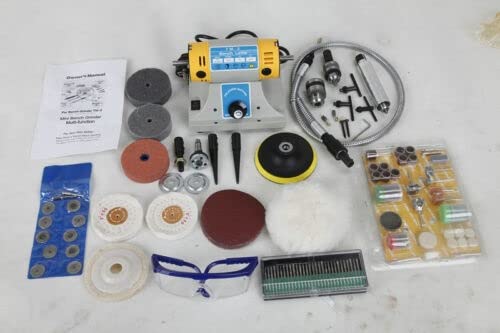 TM-2 350W Jewelry Rock Polishing Machine - Bench Lathe Buffer with Accessories Kit for Gemstone, Metal & DIY Craft Polishing - Perfect for Jewelry Making, Lapidary & Hobbyists