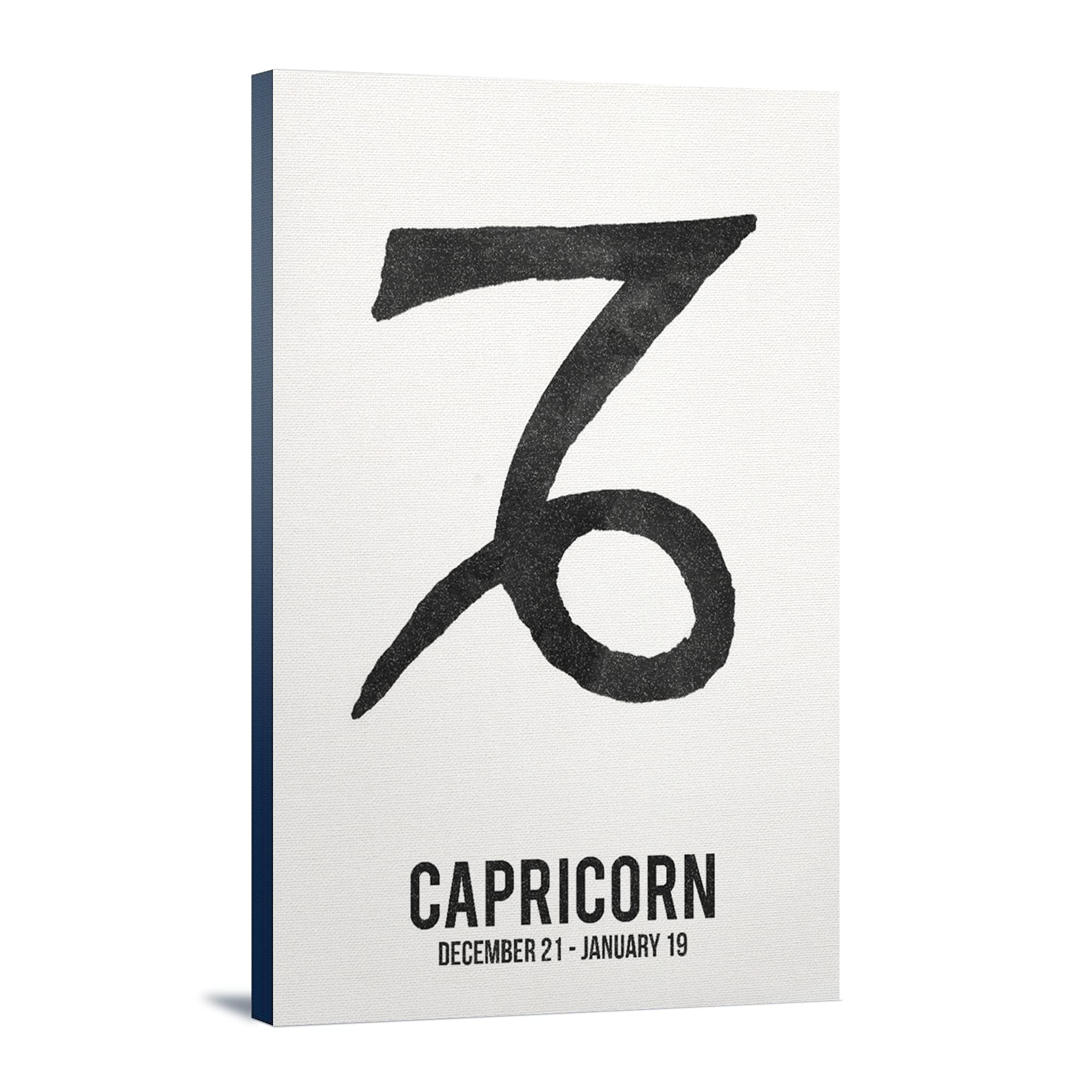 Capricorn Zodiac Sign Wall Art - 16x24 Inch Wrapped Canvas Print, Astrology Home Decor, Ink Drawing Artwork for Bedroom, Living Room & Office