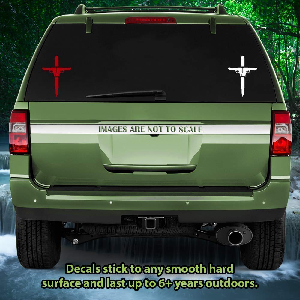 Custom Gun Bullet Cross Vinyl Decal Sticker - 2A Car Laptop Window Decal for Patriotic Display