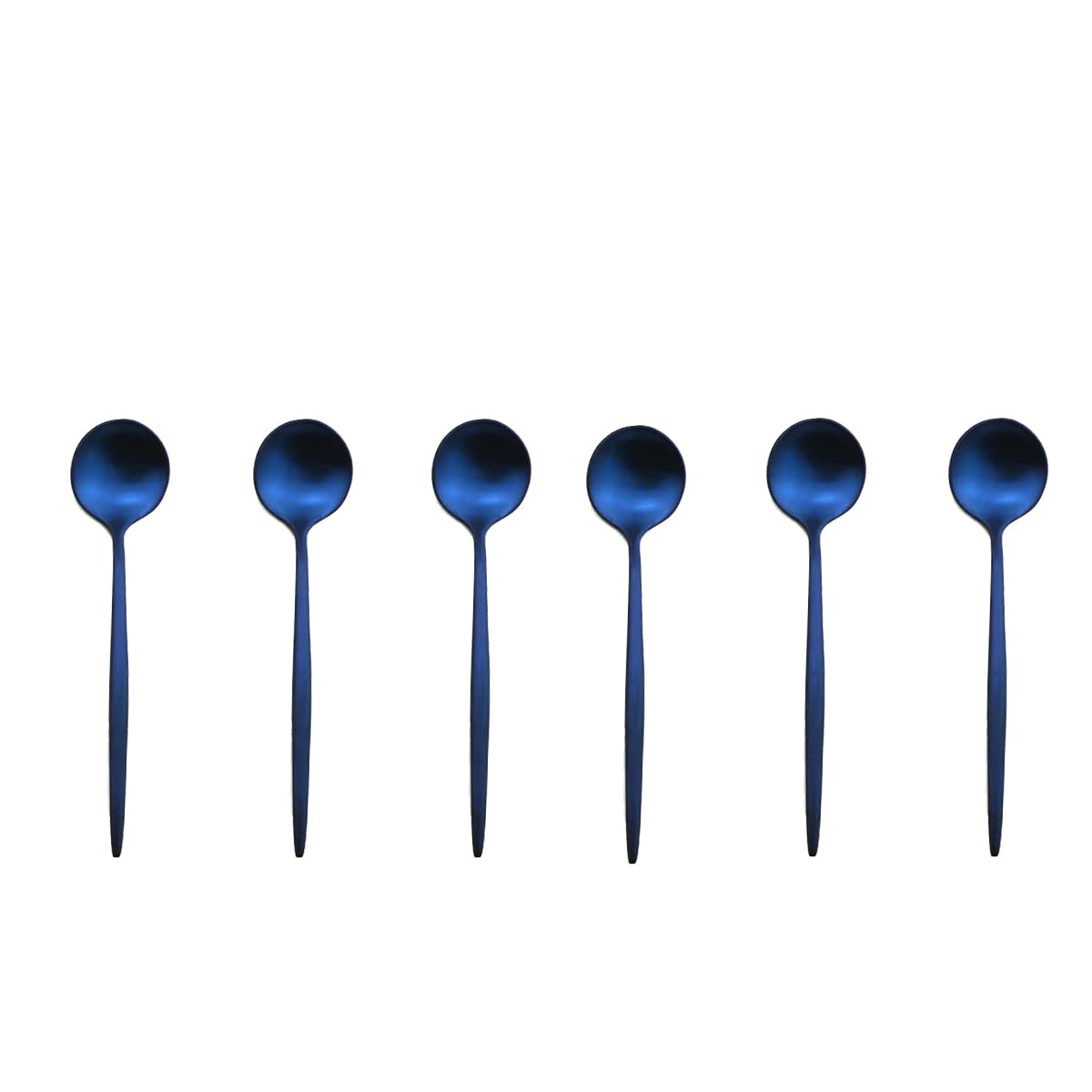Gugrida Matte Blue 18/10 Stainless Steel Teaspoons - Set of 6 (4.94 Inch) - Durable Coffee Spoons for Kitchen, Camping, Wedding & Party Utensils - Perfect for Daily Use, Gifts, and Holiday Celebrations