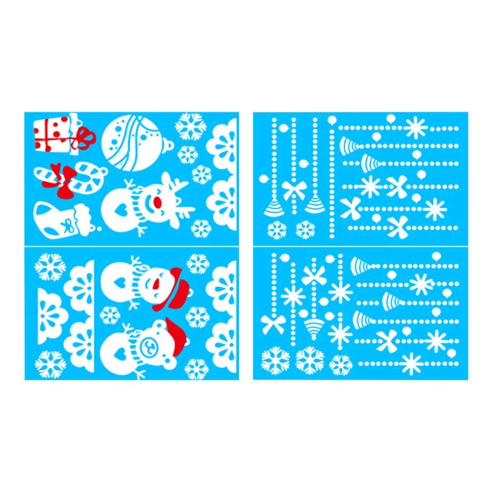 4 Pack Christmas Snowman Snowflake Static Cling Stickers - Holiday Window & Door Decor for Home, Office, Shopping Malls | Festive Winter Decoration for Glass, Mirrors & Smooth Surfaces