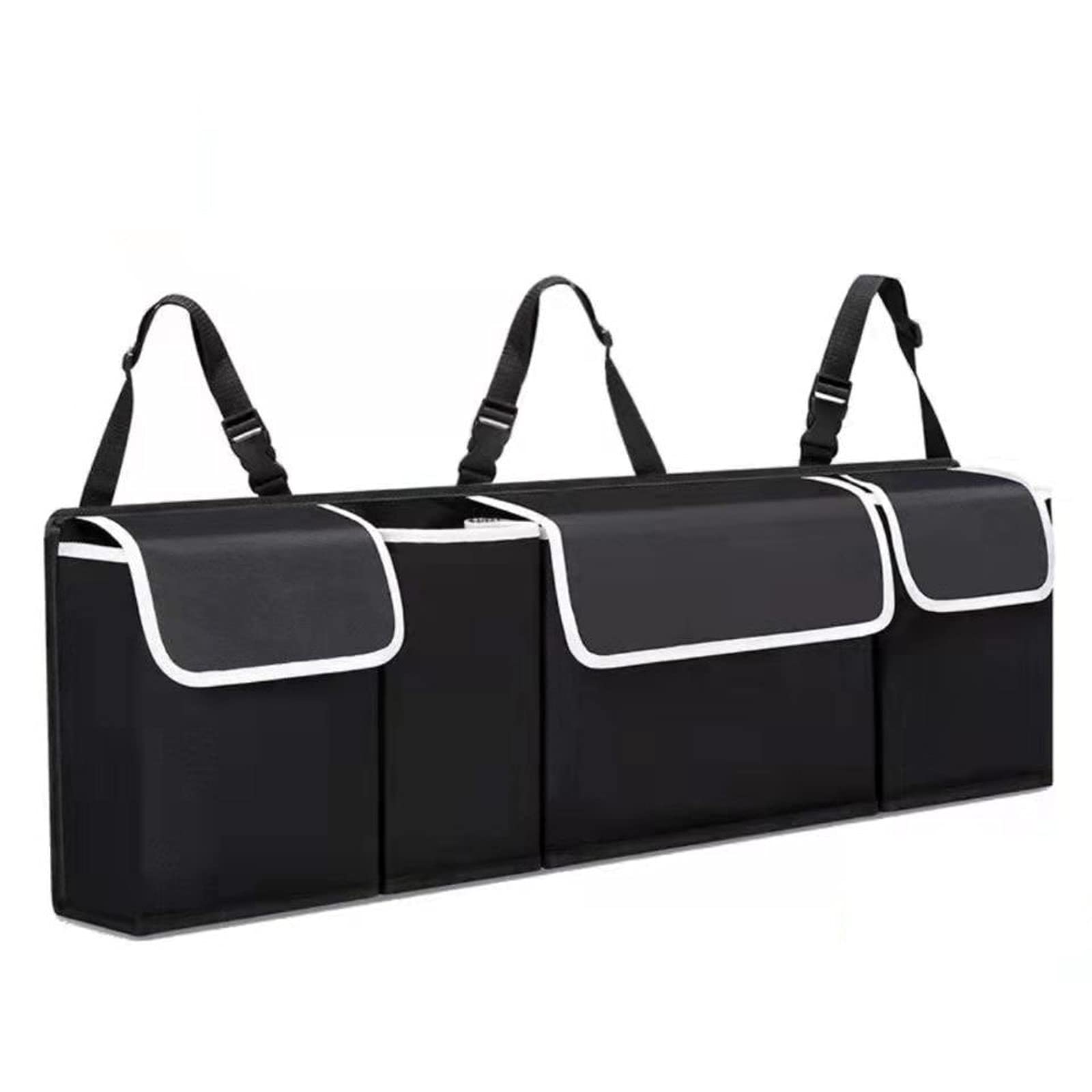 Premium MOMODEER Car Trunk Organizer - Extra Large Capacity Hanging Storage Bag for SUV & Vehicles | Black | Perfect for Road Trips, Grocery Shopping & Travel Accessories