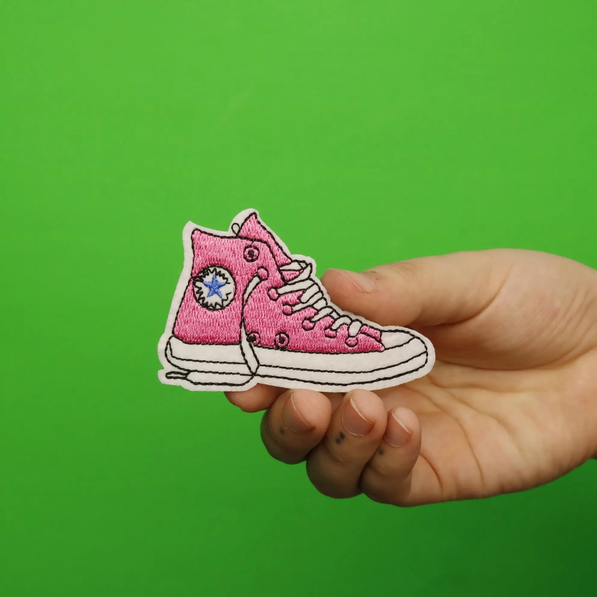 Pink High Top Sneaker Patch - Embroidered Iron-On Shoe Badge for DIY Customization | Perfect for Sneaker Decoration, Fashion Accessories & Personalized Gifts