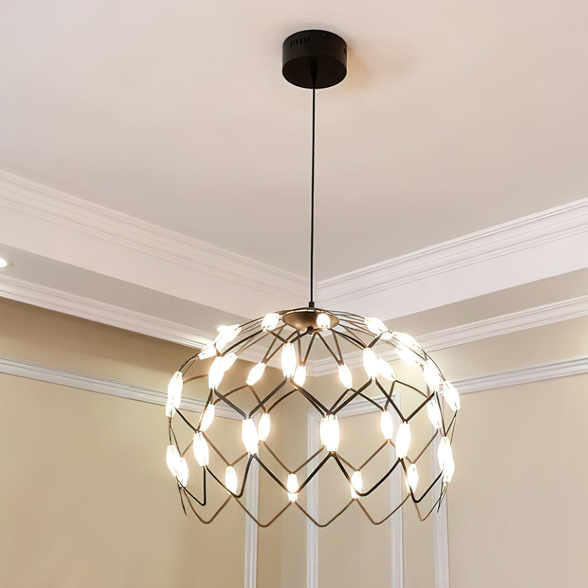 Modern Light Basket Pendant Lamp - Handwoven Rattan Hanging Light Fixture for Dining Room, Kitchen Island & Bedroom Decor | Boho Chic Ceiling Lighting