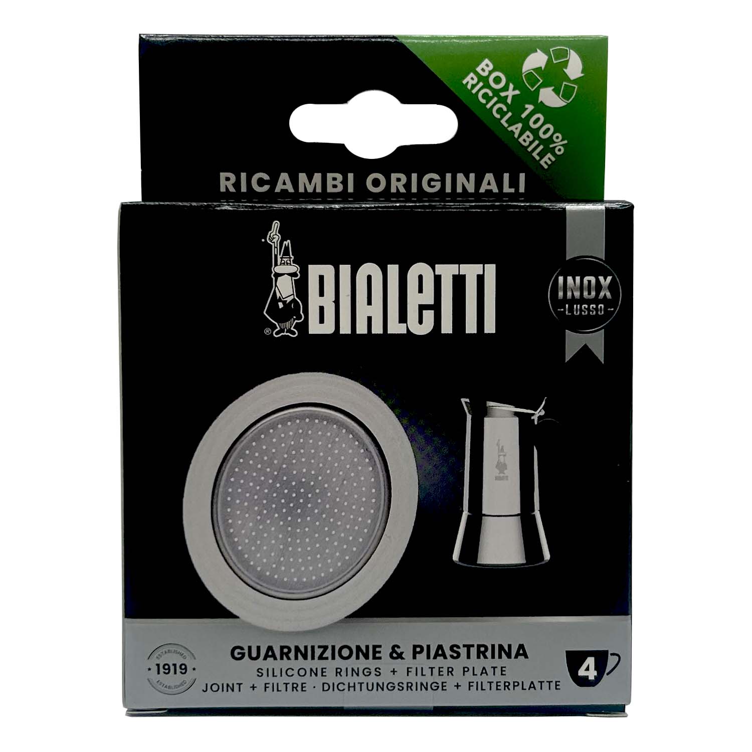 Bialetti SS 4 Cup Replacement Rubber Gasket and Filter #303440 - Compatible with Moka Pots - Perfect for Espresso Machine Maintenance and Coffee Maker Repair