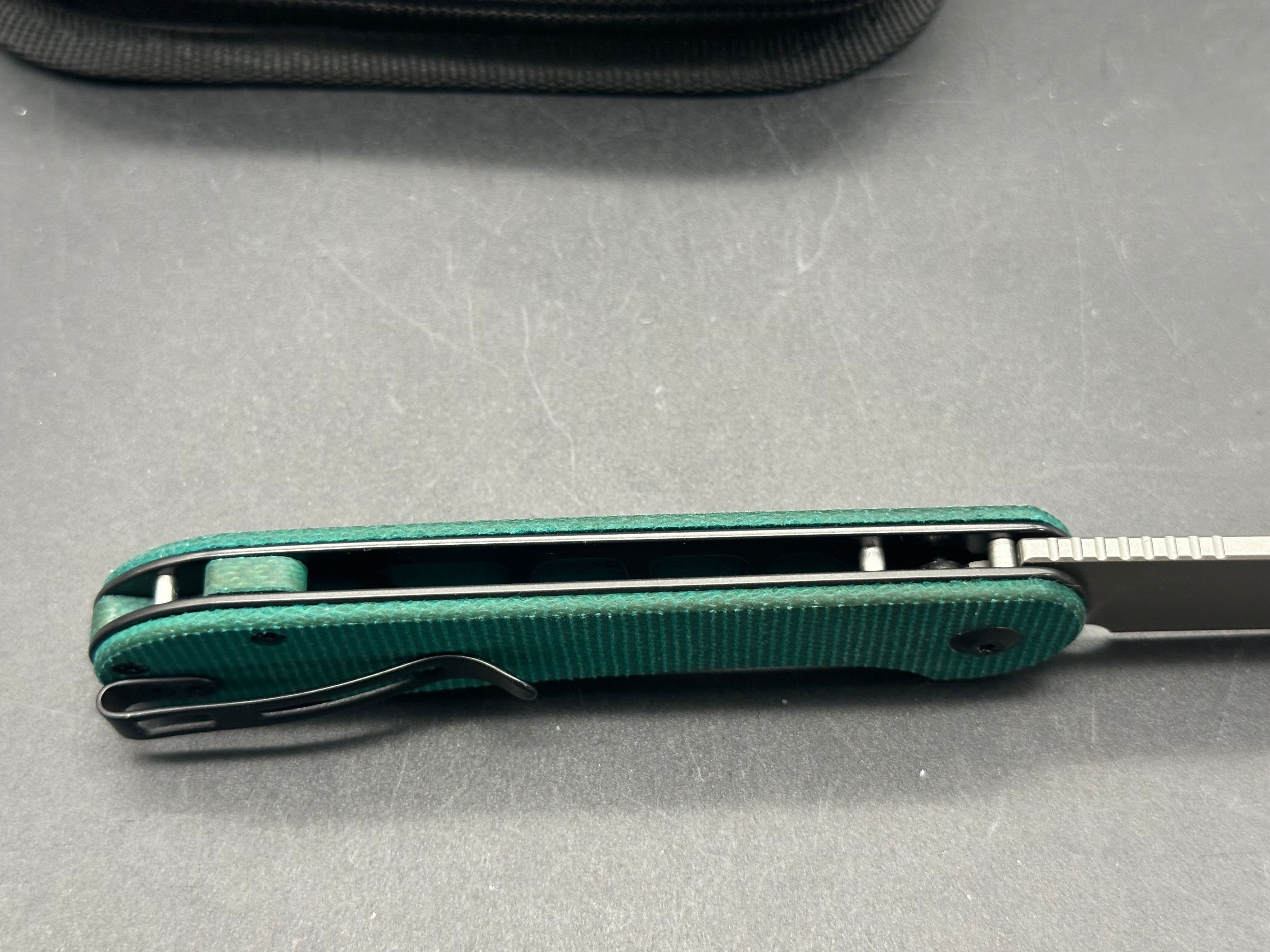 CIVIVI Button Lock Elementum Folding Knife - Green Dyed Micarta Handle, 14C28N Stainless Steel Blade - Perfect for EDC, Outdoor Adventures & Camping