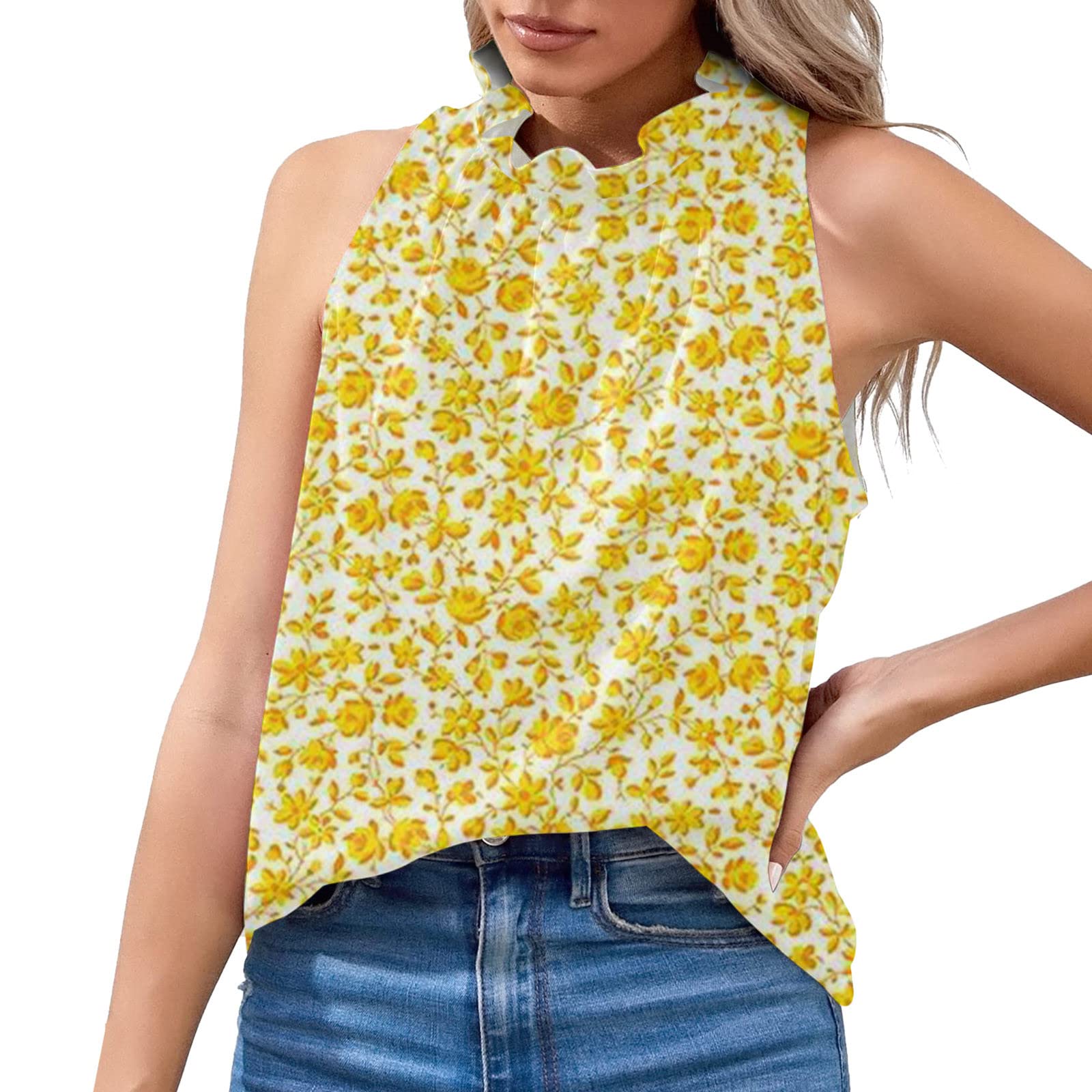 Vintage 80s Women's Summer Halter Tank Tops - Casual Sleeveless Blouses & Tunics for Beach, Party, and Everyday Wear