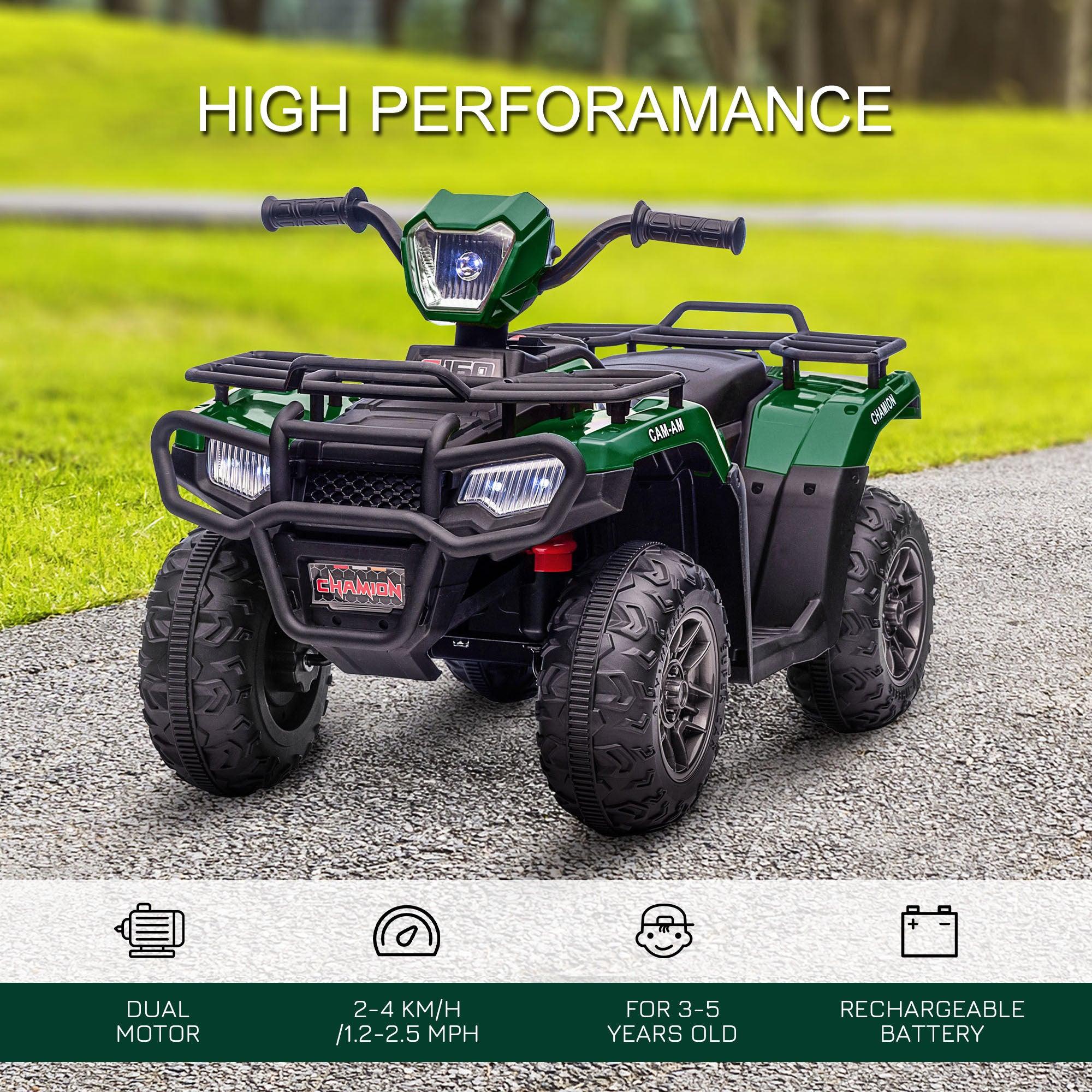 12V Kids Electric ATV Battery-Powered Ride-On Car with AUX Port & USB, Durable Wear-Resistant Tread - Green 4 Wheeler for Boys & Girls | Perfect for Backyard Play, Outdoor Adventures & Birthday Gifts