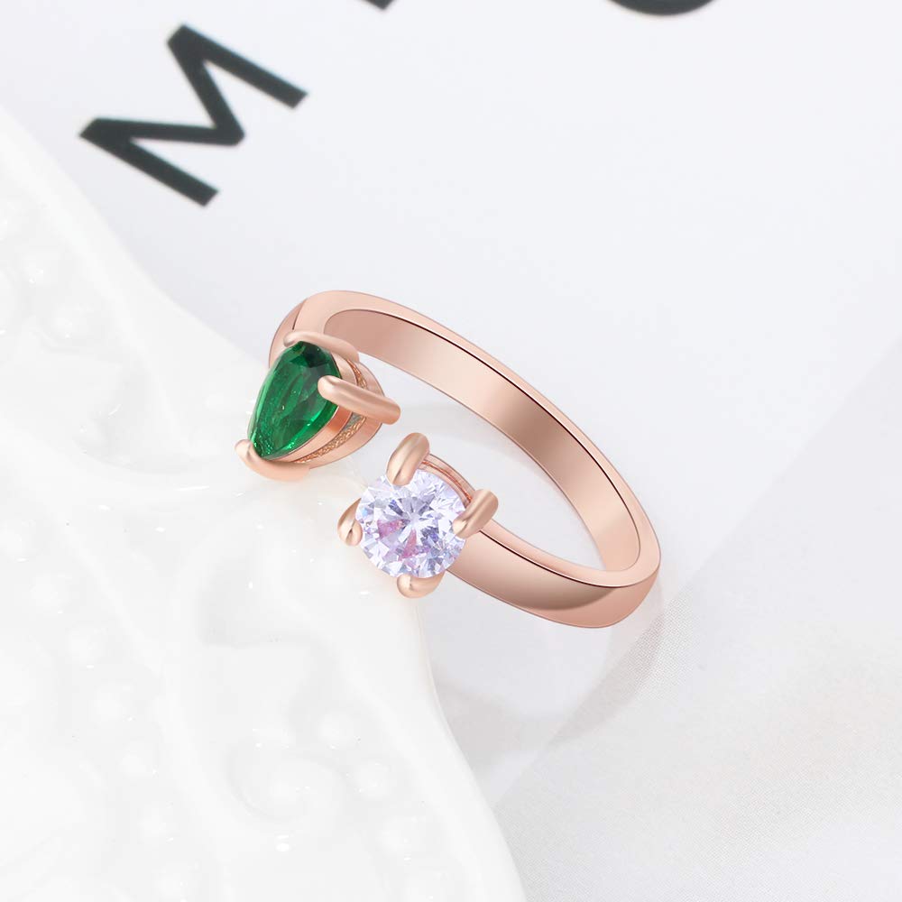 Custom Sterling Silver Birthstone Promise Rings for Women - Personalized Engagement & Best Friend Jewelry for Weddings, Anniversaries, and Special Occasions