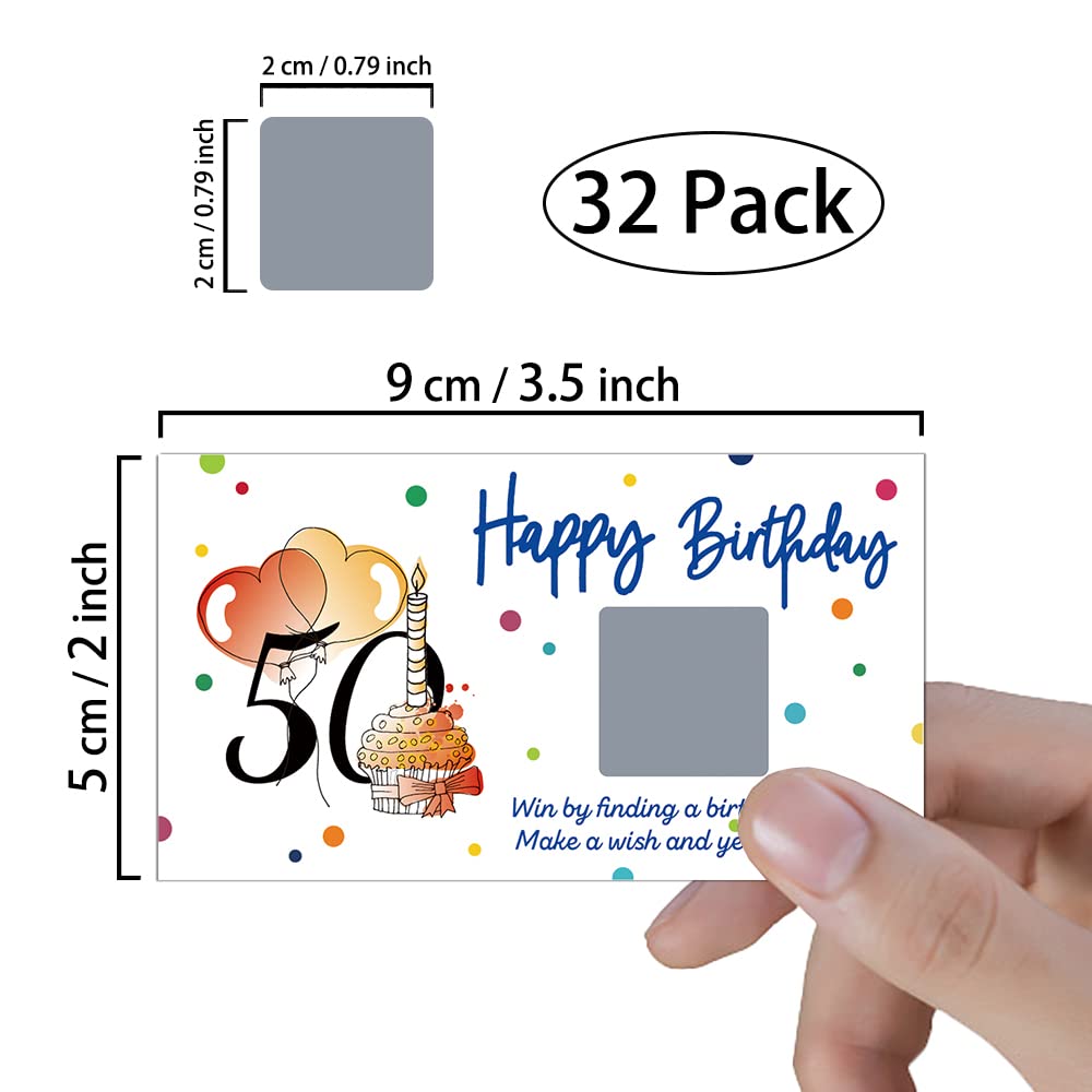 REWIDPARTY 50th Birthday Party Game - 32 PCS Colorful Scratch Off Cards for Groups, Cheers to 50 Years Celebration | Fun Activity for Birthday Parties, Raffles & Holiday Gatherings