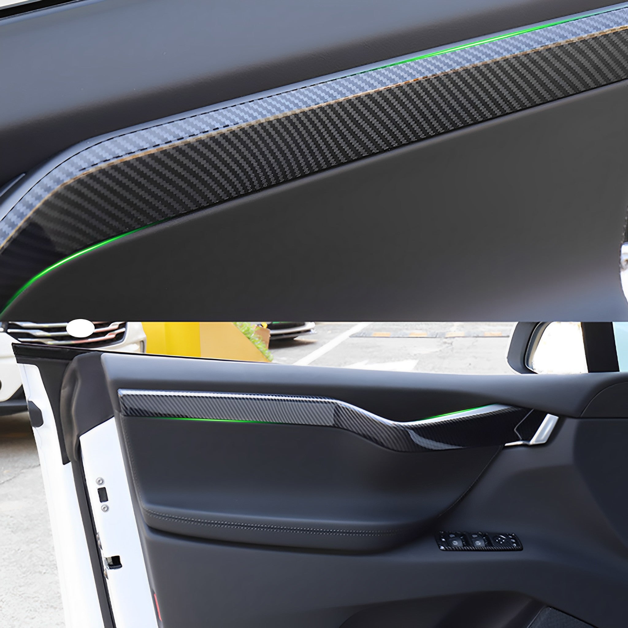 Premium Real Carbon Fiber Door Trims for Tesla Model X (2015-2021 Pre-Refresh) - Interior Upgrade & Luxury Style Enhancement for Car Enthusiasts