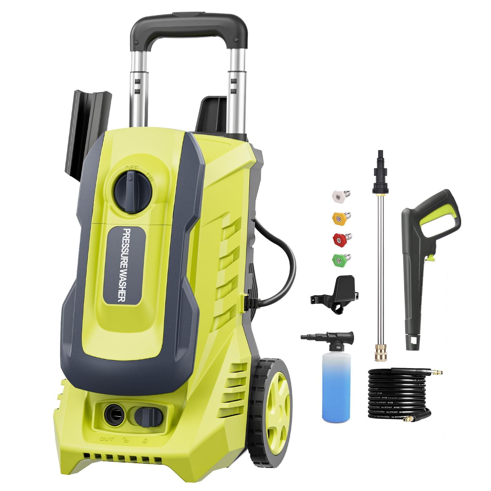 4800PSI Electric Pressure Washer - 3.2GPM High Power Electric Pressure Cleaner with Foam Cannon | Ideal for Car Washing, Driveway Cleaning, Patio & Deck Cleaning, Home Exterior & Garage Cleaning | Yellow Power Washer Machine