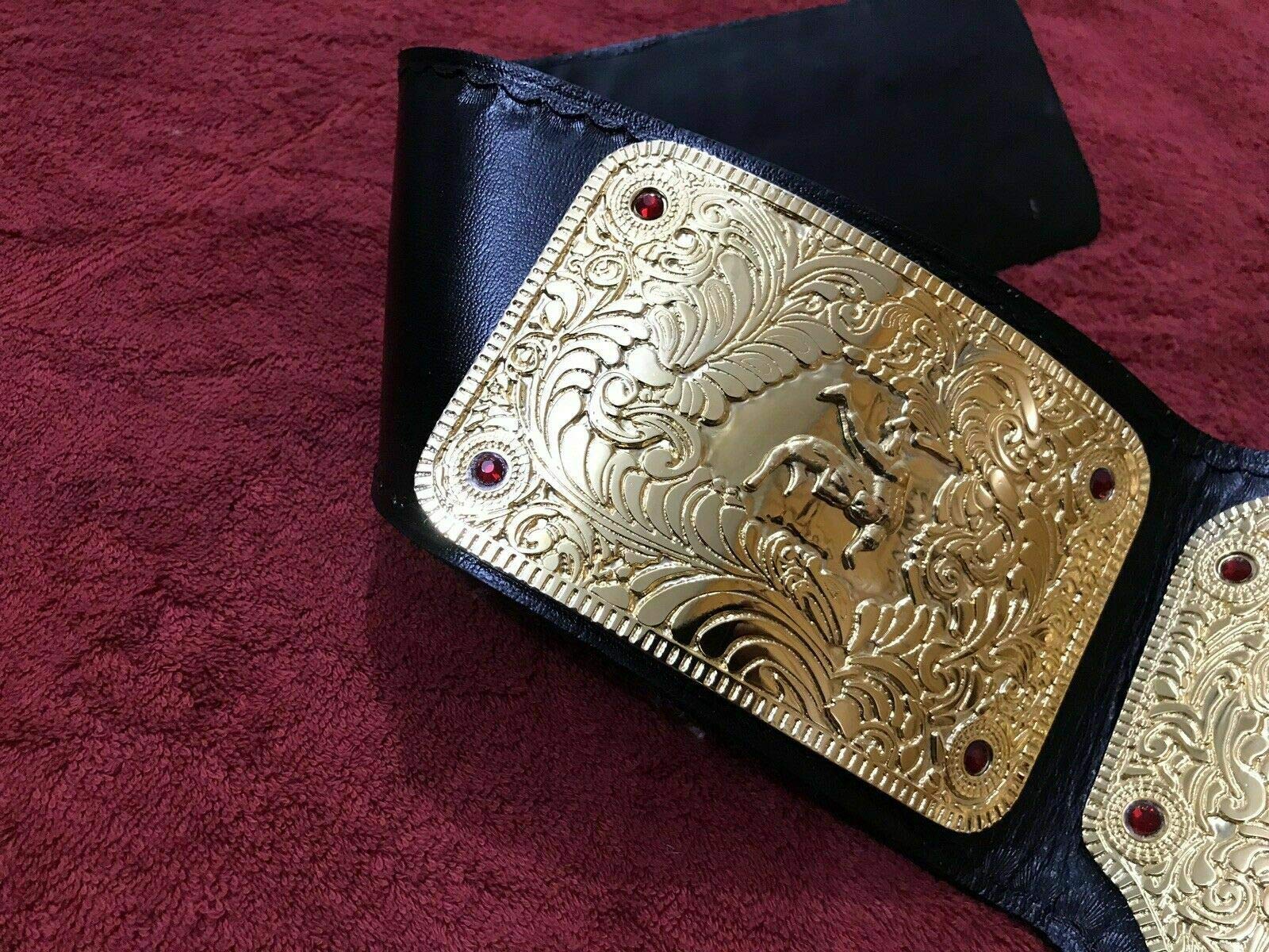 Maxan Big Gold Belt Replica - Custom Championship Wrestling Belt with Real Leather & Thick Plates - Perfect for WWE Cosplay, Wrestling Events & Collectors
