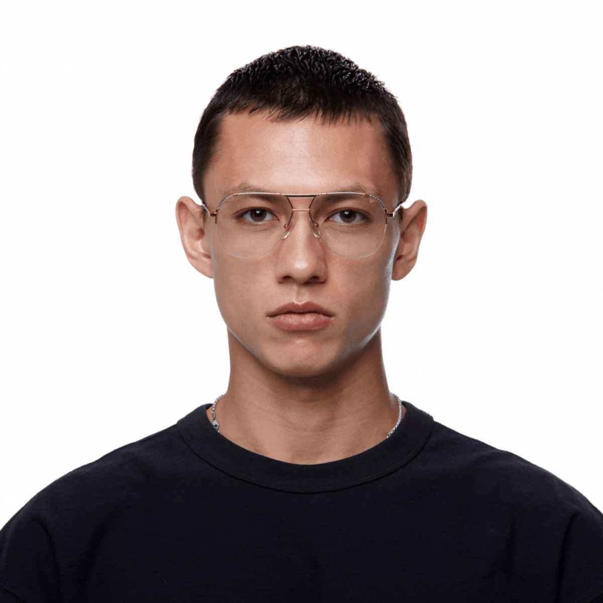 24KT Two-Tone Yellow & White Gold Blanco Half Rim Glasses - Elegant Eyewear for Men & Women | Perfect for Business, Parties & Special Occasions