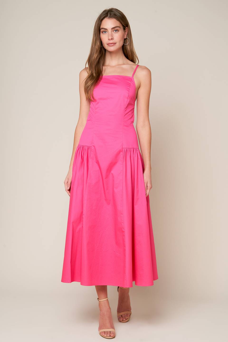 Pink Sands Open Back Midi Dress - Flowy Summer Beach Dress for Women, Perfect for Vacations, Weddings & Outdoor Events