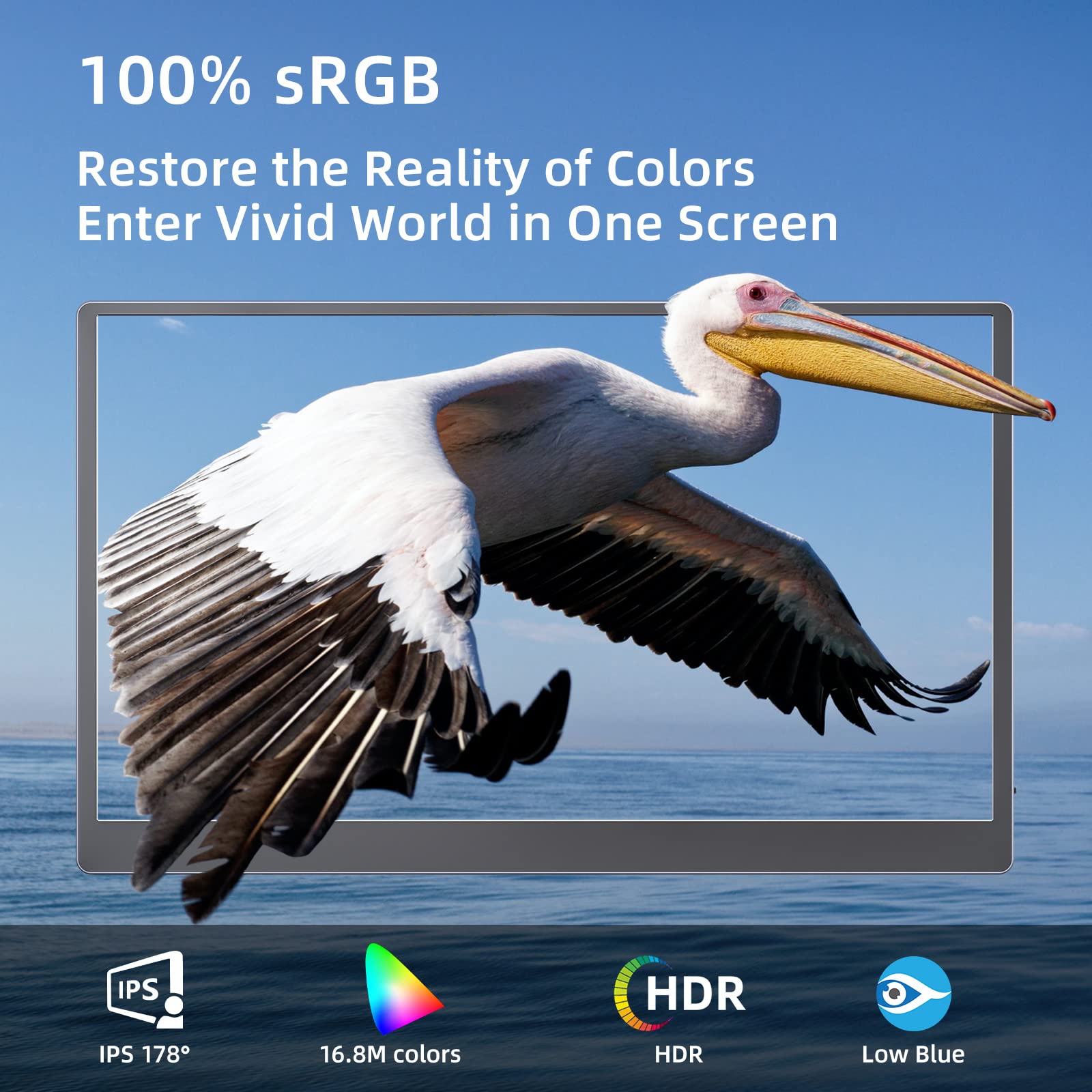 Upperizon 15.6 Inch 4K UHD Portable Monitor - 3840x2160 Resolution, 100% sRGB, USB-C & HDMI, IPS Screen, Built-in Speakers - External Second Display for Laptop, MacBook, PS5, PS4, Xbox - Perfect for Work, Gaming & Travel
