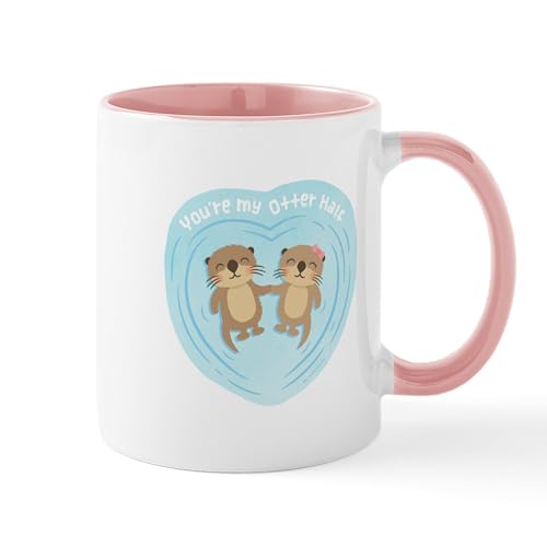 White/Pink Inside - You Are My Otter Half Love Pun Humor Mugs