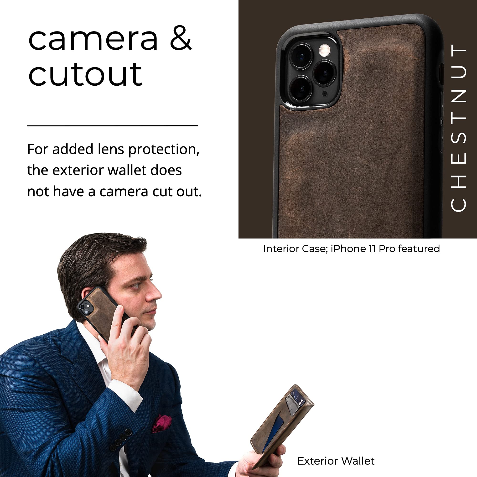 Premium PEGAI Personalized 100% Genuine Leather Wallet Case for iPhone XR - Magnetic Card Holder with Built-in Screen Protector | Handmade Protective Phone Cover | Perfect for Business, Travel & Everyday Use | McLean Chestnut Design