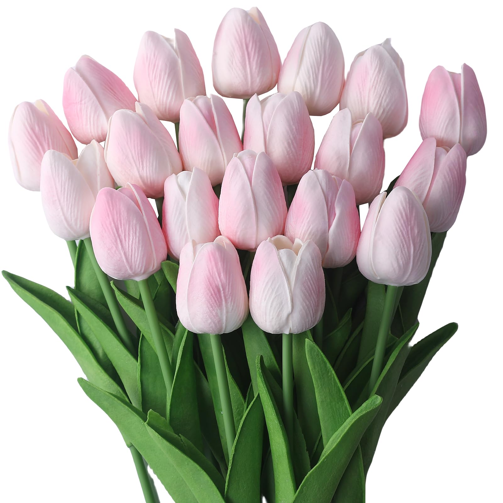 20 Pcs Pink PU Artificial Tulips - Real Touch Faux Flowers for Home Decor, Wedding Bouquets & Party Arrangements - Lifelike Fake Tulip Stems for Centerpieces, Tablescapes & Seasonal Decorations