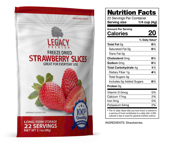 Organic Freeze Dried Strawberries - Non-GMO, No Sugar Added, Gluten-Free Snack for Smoothies, Baking & Healthy Eating