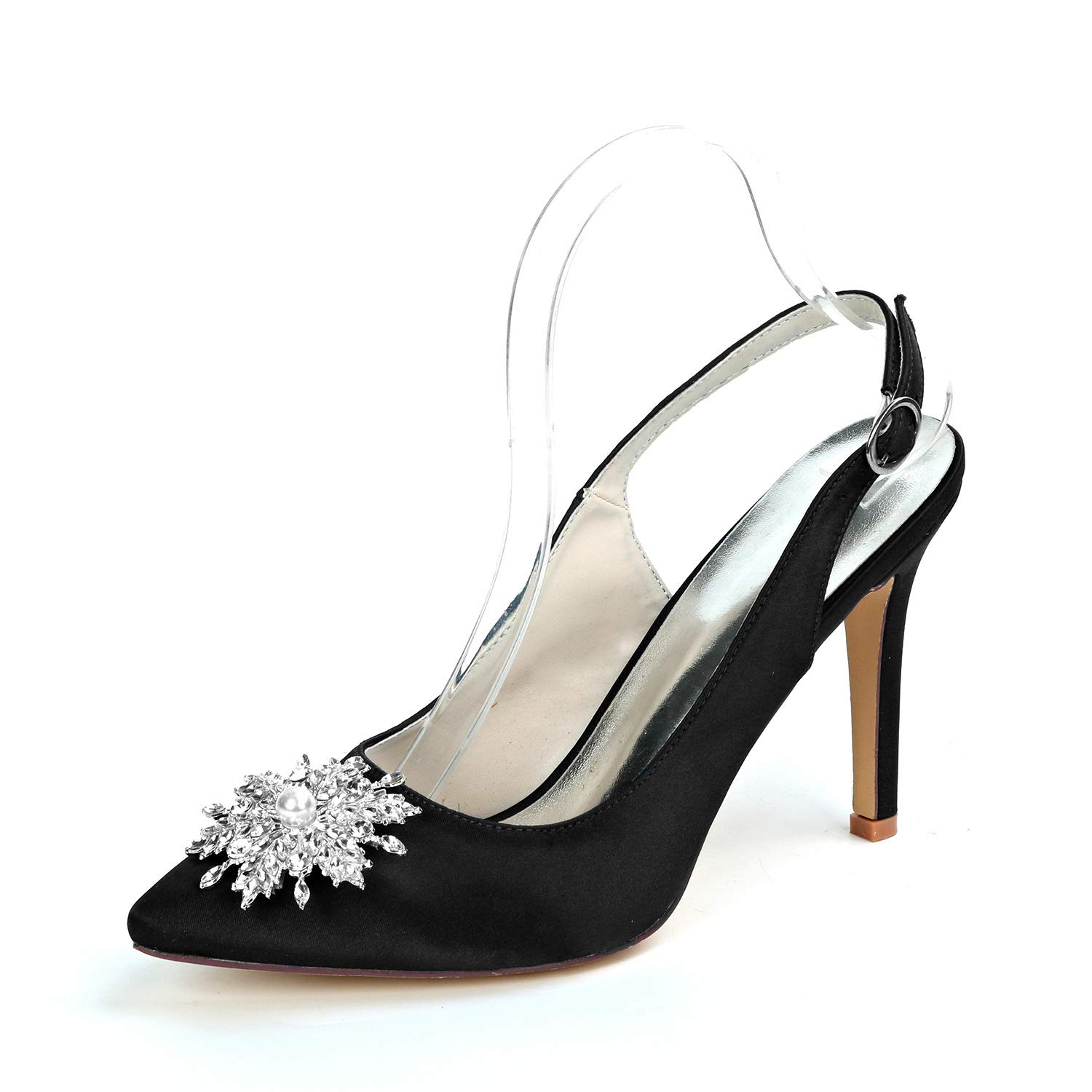 Ivory White Wedding Shoes for Women - Elegant Closed Toe Bridal Pumps with Ankle Strap & Slingback Heels | Perfect for Bridal Ceremony, Reception, and Formal Occasions