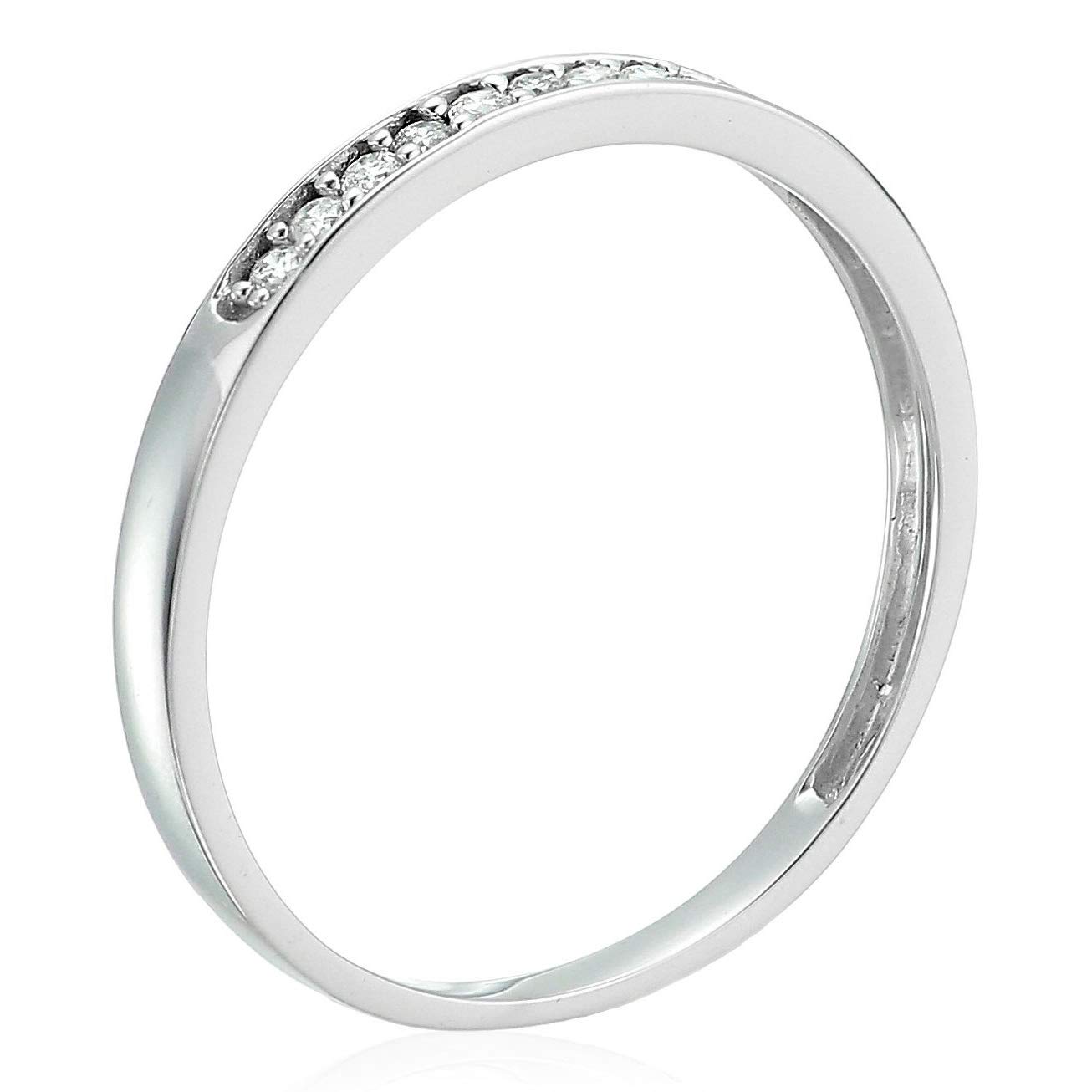 1/10 CTTW Diamond Wedding Band for Women - 14K White Gold Engagement Ring with 10 Prong Set Stones, Size 5-9 | Perfect for Anniversary Gifts, Bridal Jewelry & Special Occasions