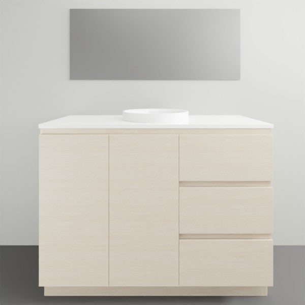 ADP Glacier Lite Door and Drawer Trio Vanity with Solid Surface Top - Modern Bathroom Vanity Set with Storage for Small Spaces, Perfect for Apartments and Powder Rooms
