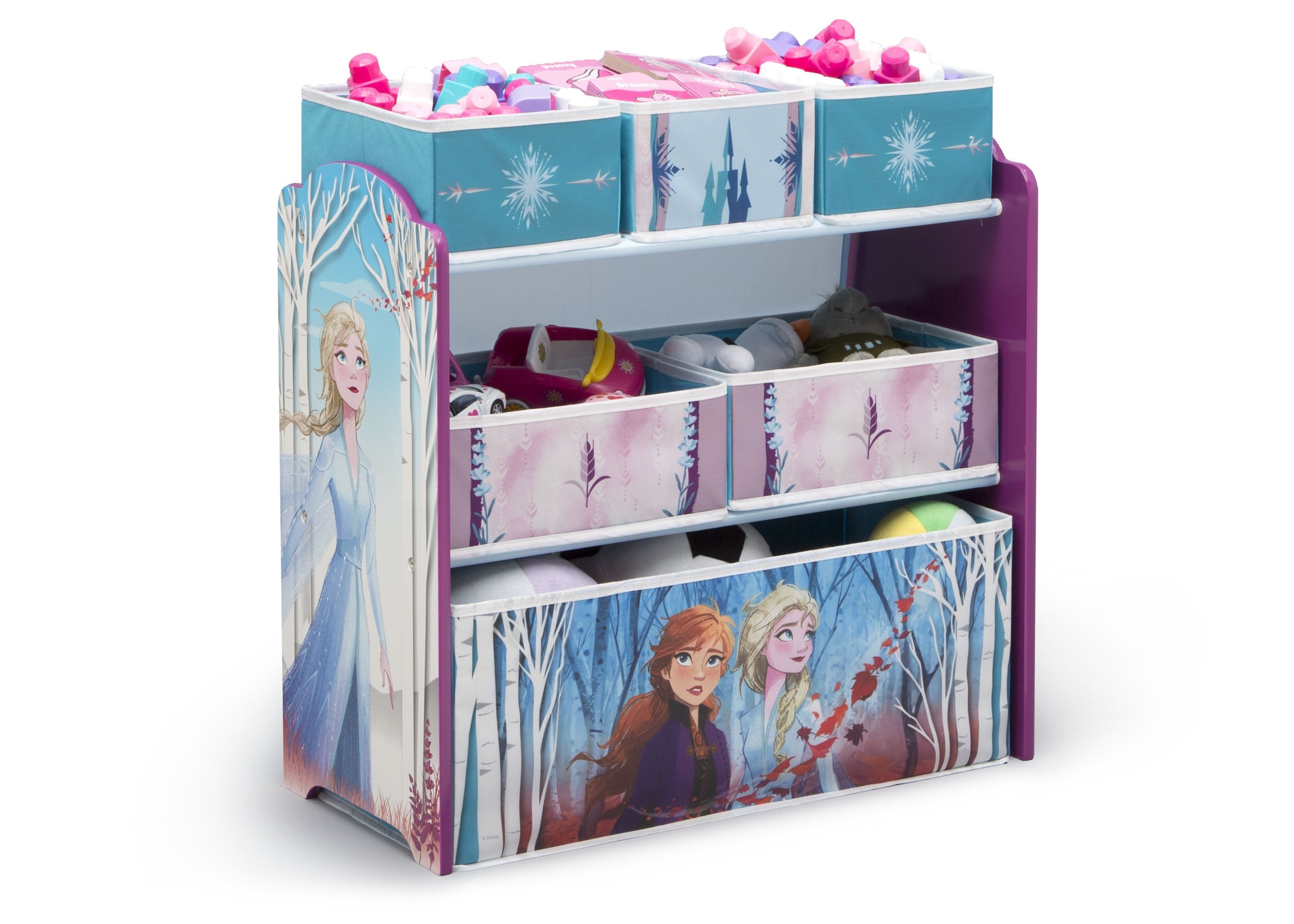 Frozen 2 Toy Storage Organizer with Multiple Bins - Kids Room Organization for Toys, Books & Crafts - Perfect for Disney Frozen Fans & Playroom Storage