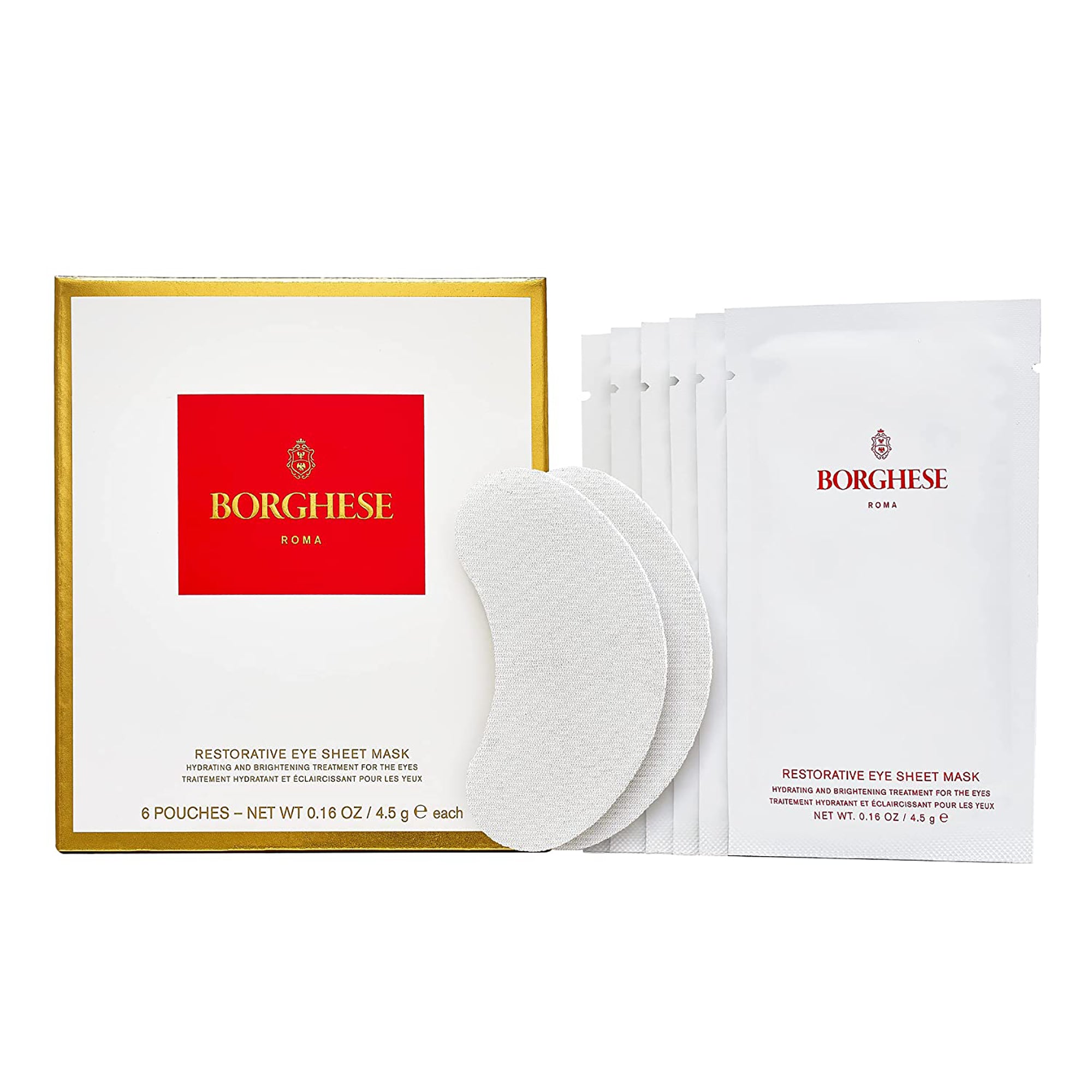 Borghese Restorative Eye Sheet Masks - 6 Pack for Dark Circles & Puffiness - Hydrating & Anti-Aging Eye Treatment - Perfect for Spa Nights & Travel Skincare