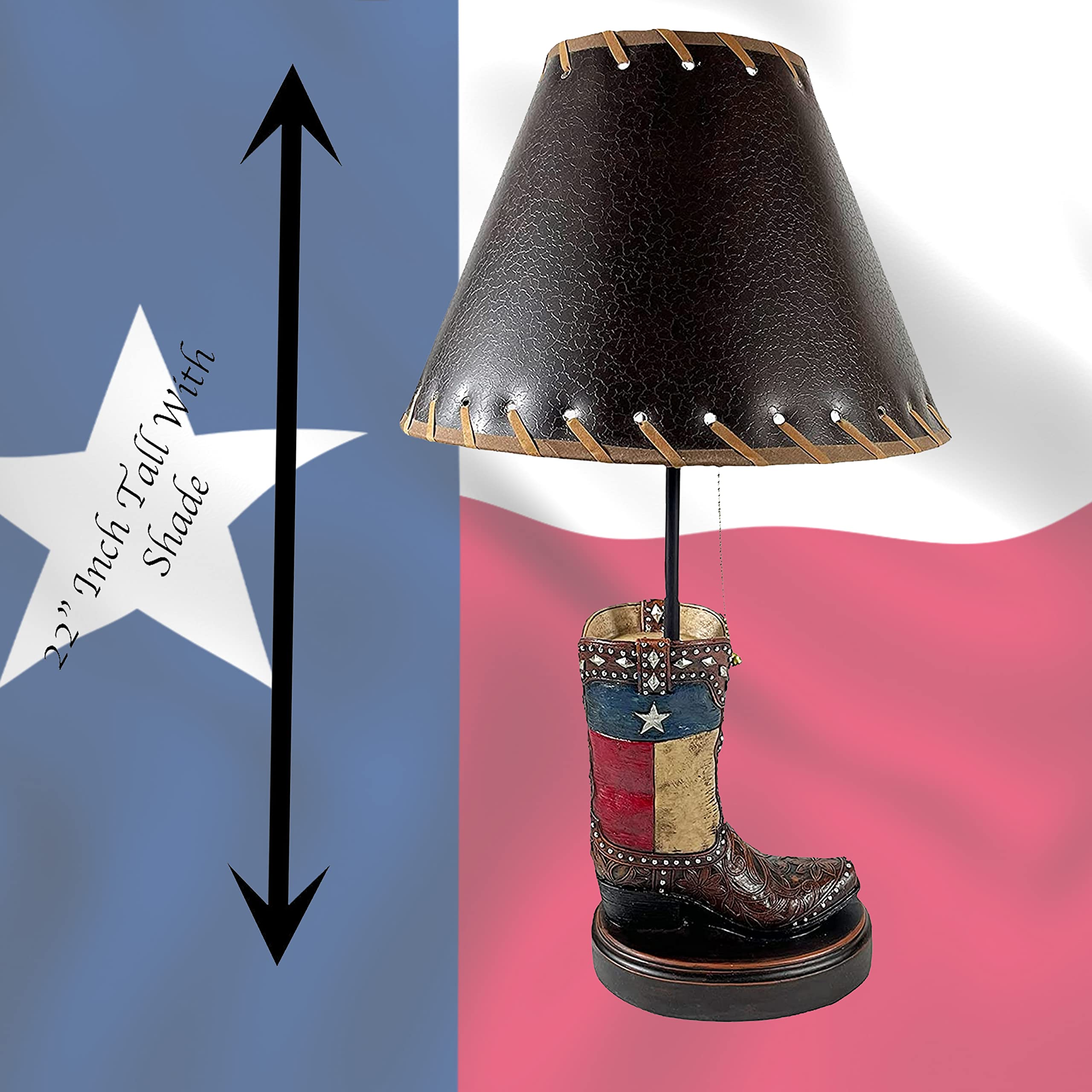 Western Cowboy Texas Single Boot Roper End Table Lamp - Rustic Nightstand Lighting for Bedroom, Living Room & Office - Western Decor, Home Accent Lighting for Ranch Style Homes
