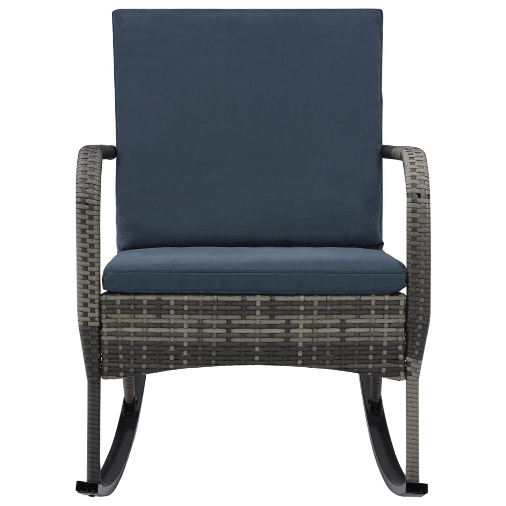 Outdoor Rocking Chair - Poly Rattan Garden Rocker Lounge Chair for Porch, Patio, Lawn & Backyard | Comfortable Recliner for Relaxing in Bistro, Garden or Outdoor Spaces | Durable Anthracite Wicker Furniture for Leisure & Sunbathing