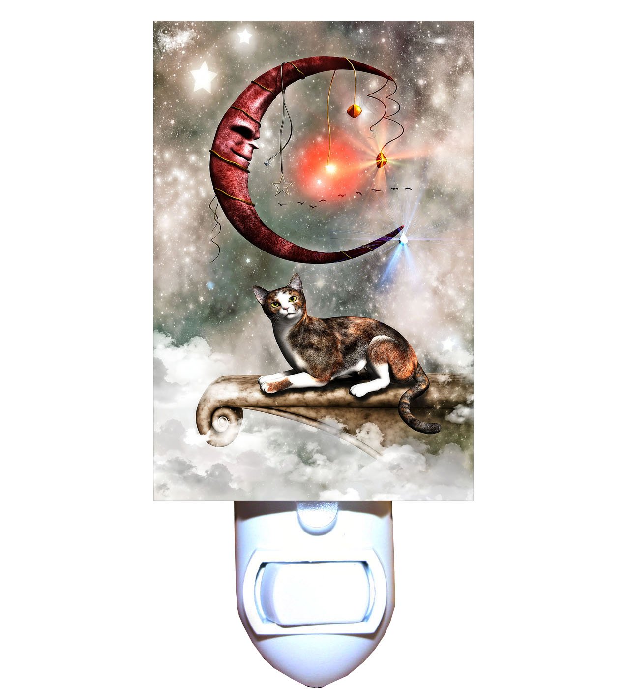 Celestial Cat Night Light - 3D Moon & Stars LED Decor for Bedroom, Nursery, Kids Room - Perfect Nightlight for Sleep, Relaxation & Decor