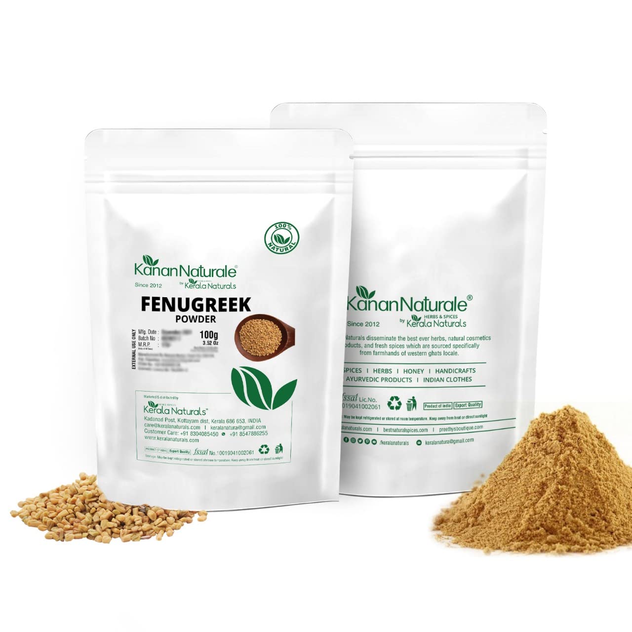 Organic Fenugreek Powder 100g - Promotes Healthy Hair Growth & Skin Care | Natural Ayurvedic Remedy for Hair Loss & Glowing Skin | Perfect for DIY Hair Masks & Face Scrubs