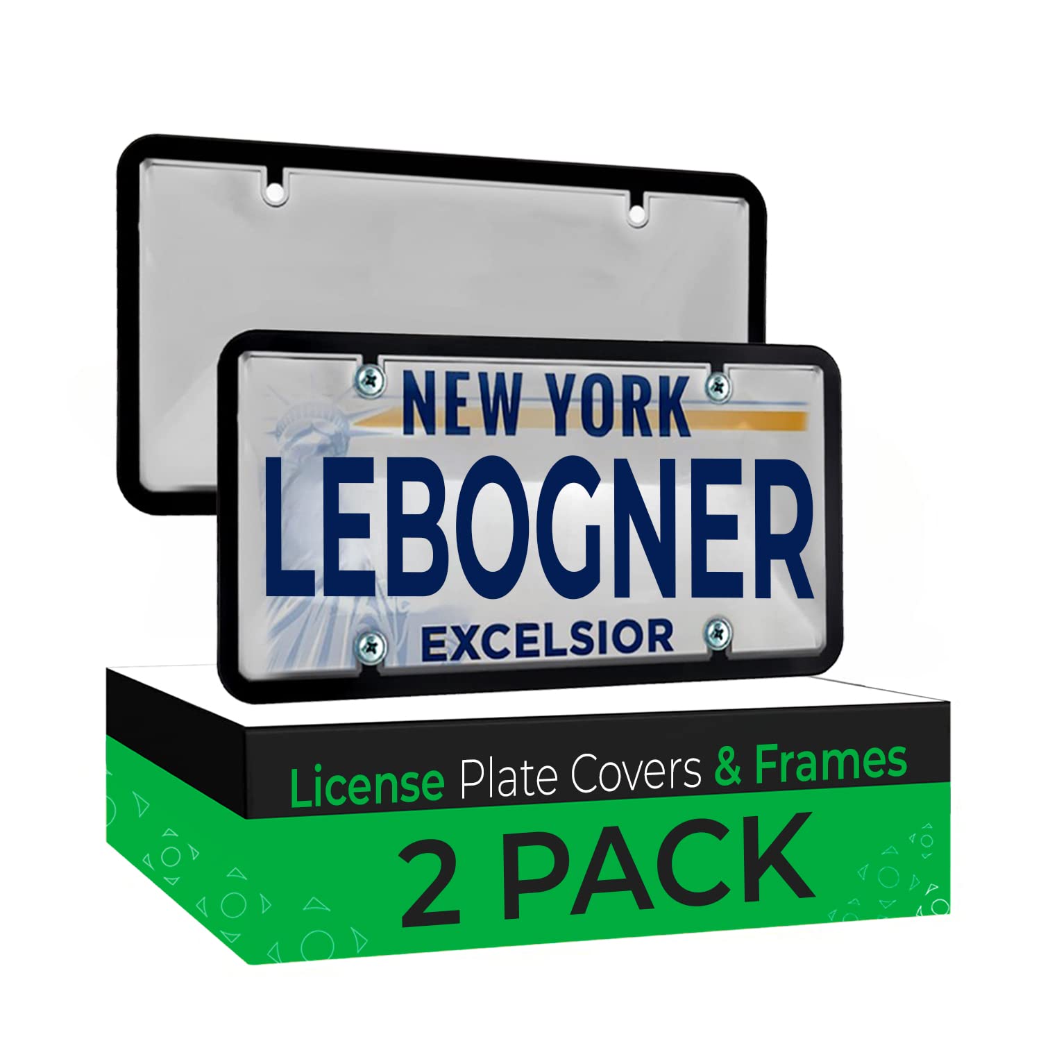 Lebogner 2-Pack Tinted Bubble License Plate Covers & Unbreakable Frames Combo - Fits All Standard US Plates, Includes Screws - Durable Plate Protection for Cars, Trucks & SUVs (Ideal for Road Trips, Daily Commuting & Vehicle Customization)