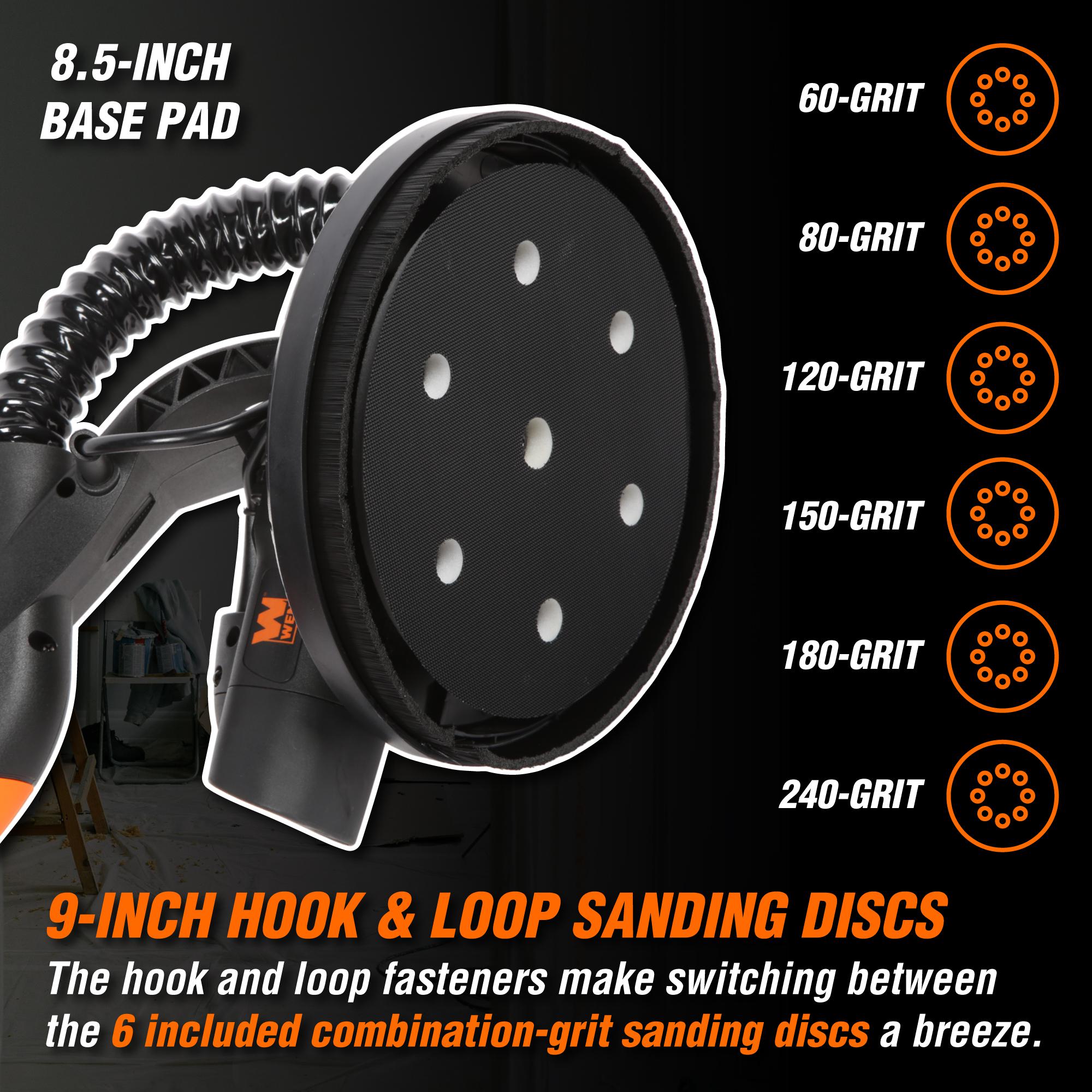 WEN DW5062 Variable Speed 5 Amp Drywall Sander with 15 Foot Dust Hose - Professional Drywall Sanding Tool for Smooth Walls & Ceilings - Perfect for Home Renovation, Construction & DIY Projects