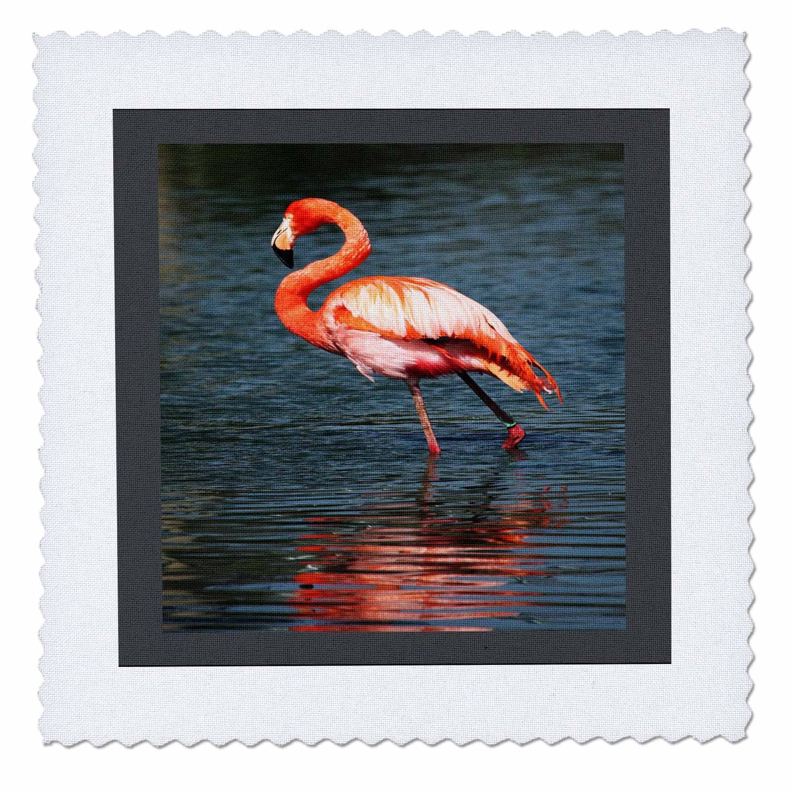 3D Rose Red Flamingo Quilt Square - 14 x 14 Inch Fabric Patch for DIY Quilting, Sewing Projects & Home Decor | Perfect for Blankets, Pillows & Wall Art
