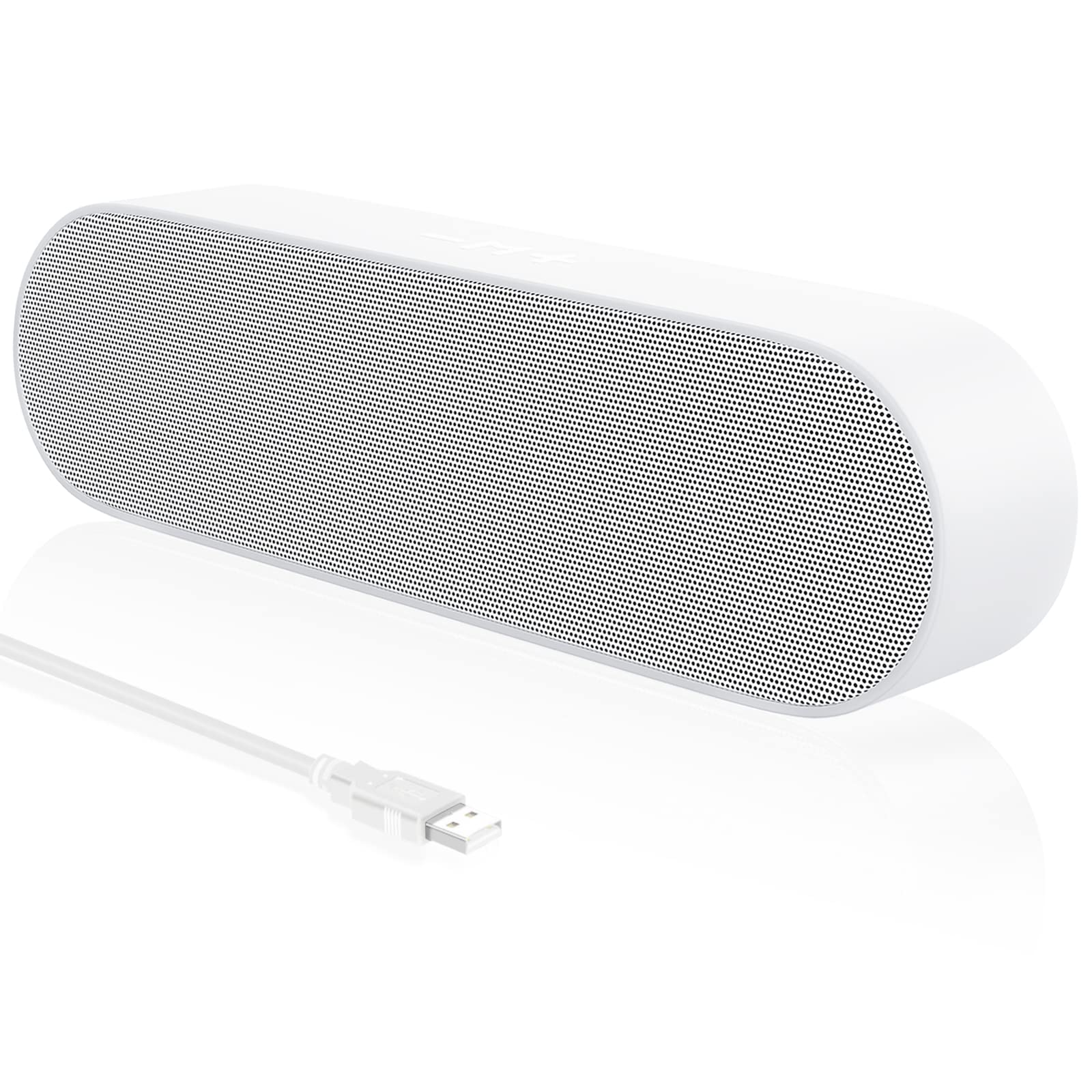 Premium USB Computer Speakers for Desktop & Laptop - Crystal Clear Sound with Volume Control & Mute Button - Includes USB-C Adapter (White) - Perfect for Home Office, Gaming & Music Streaming