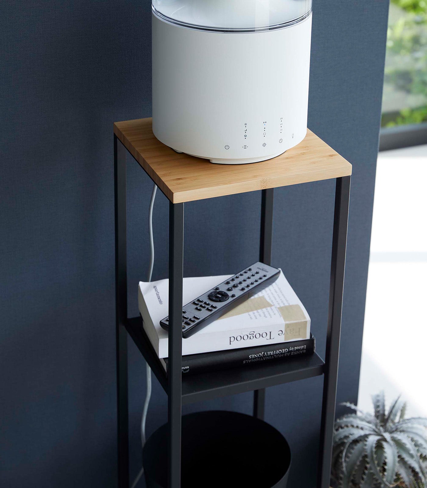 Two Tier Display and Storage Shelf - 31.5 Inch Height, Sturdy Steel Frame with Wood Shelves - Perfect for Home Organization, Retail Displays, and Office Storage