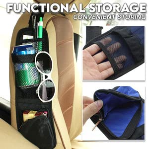 Car Seat Side Organizer - Hanging Storage Bag with Multi-Pockets & Mesh Phone Holder for Cars & Trucks | Perfect for Road Trips, Commuting & Family Travel (Blue)