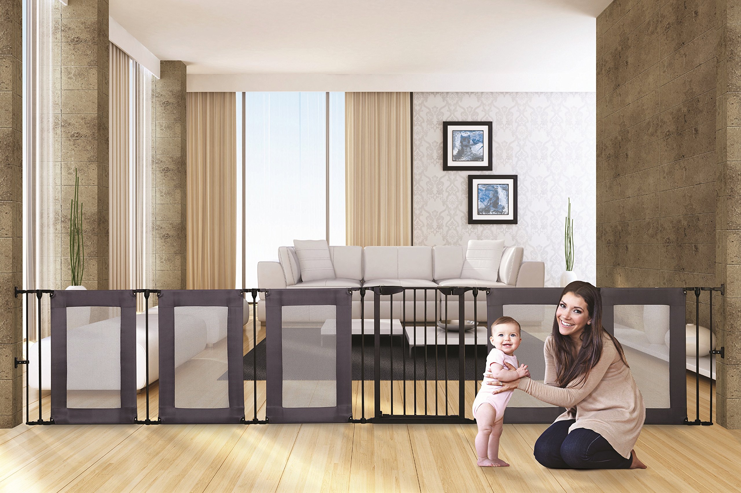 Dreambaby Brooklyn Converta 3-in-1 Baby Playpen - 6 Panel Foldable Play Yard & Safety Gate for Toddlers | Portable Play Area for Indoor & Outdoor Use | Perfect for Home, Nursery, or Travel (Black)