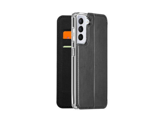 3sixT SlimFolio Wallet Case 2.0 for Samsung Galaxy S21+ / S21 Plus - Ultra Thin RFID Blocking Leather Cover with Card Slots (Black) - Perfect for Business Travel & Everyday Use