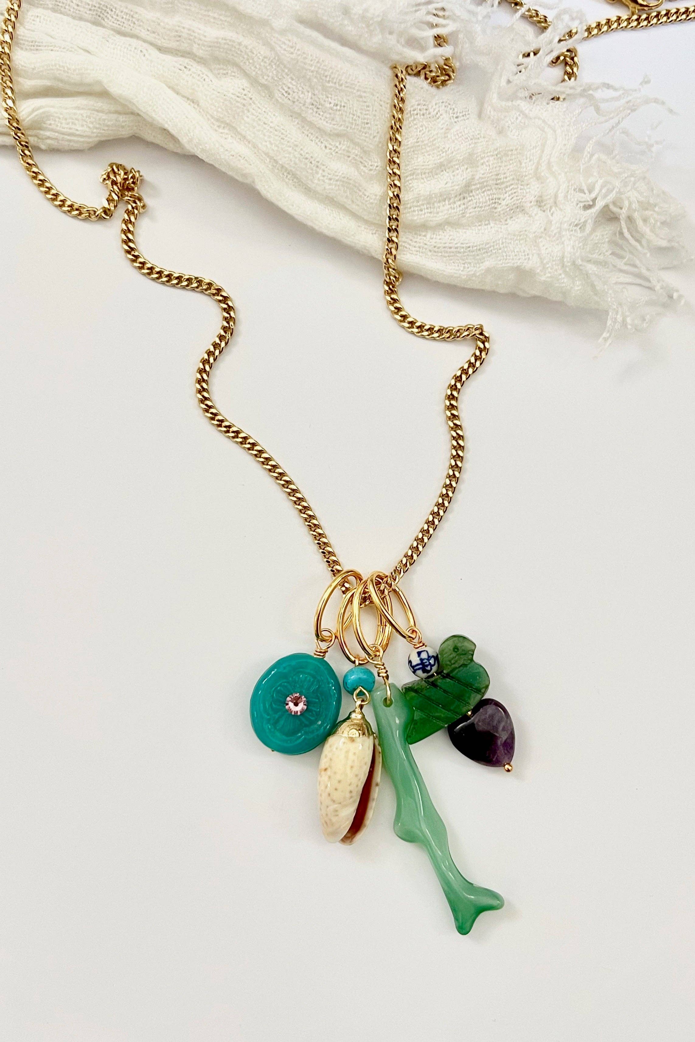 Handmade Sea Trinket Pendant Necklace - Ocean Inspired Jewelry for Women - Perfect for Beach Vacations, Boho Fashion & Gift Giving