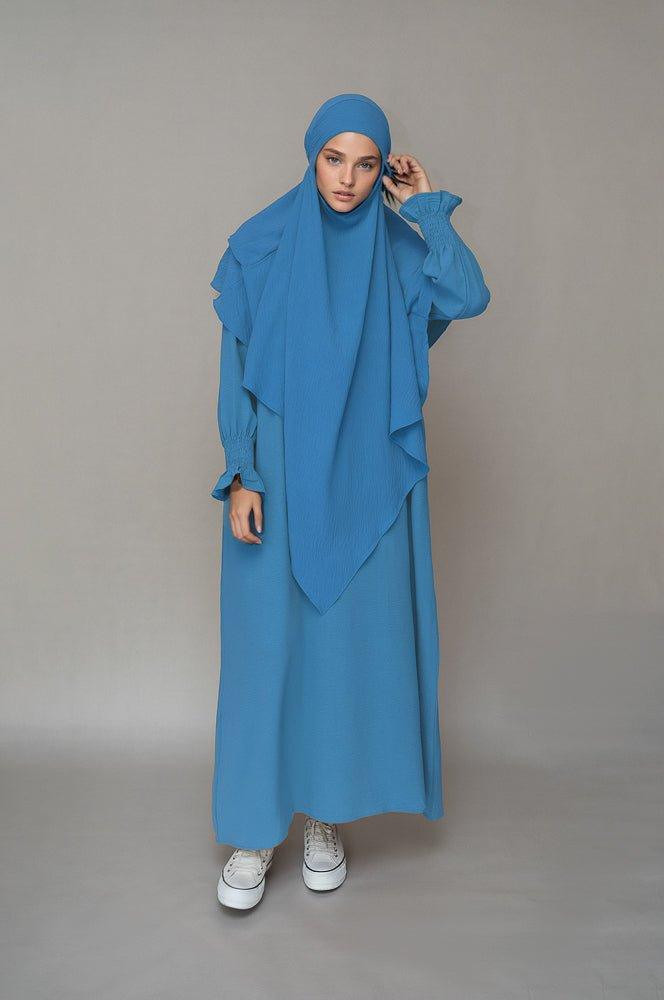Light Blue Modest Maxi Dress with Pockets - Wrinkle-Free Flowy Long Dress for Women | Perfect for Church, Beach & Summer Outfits