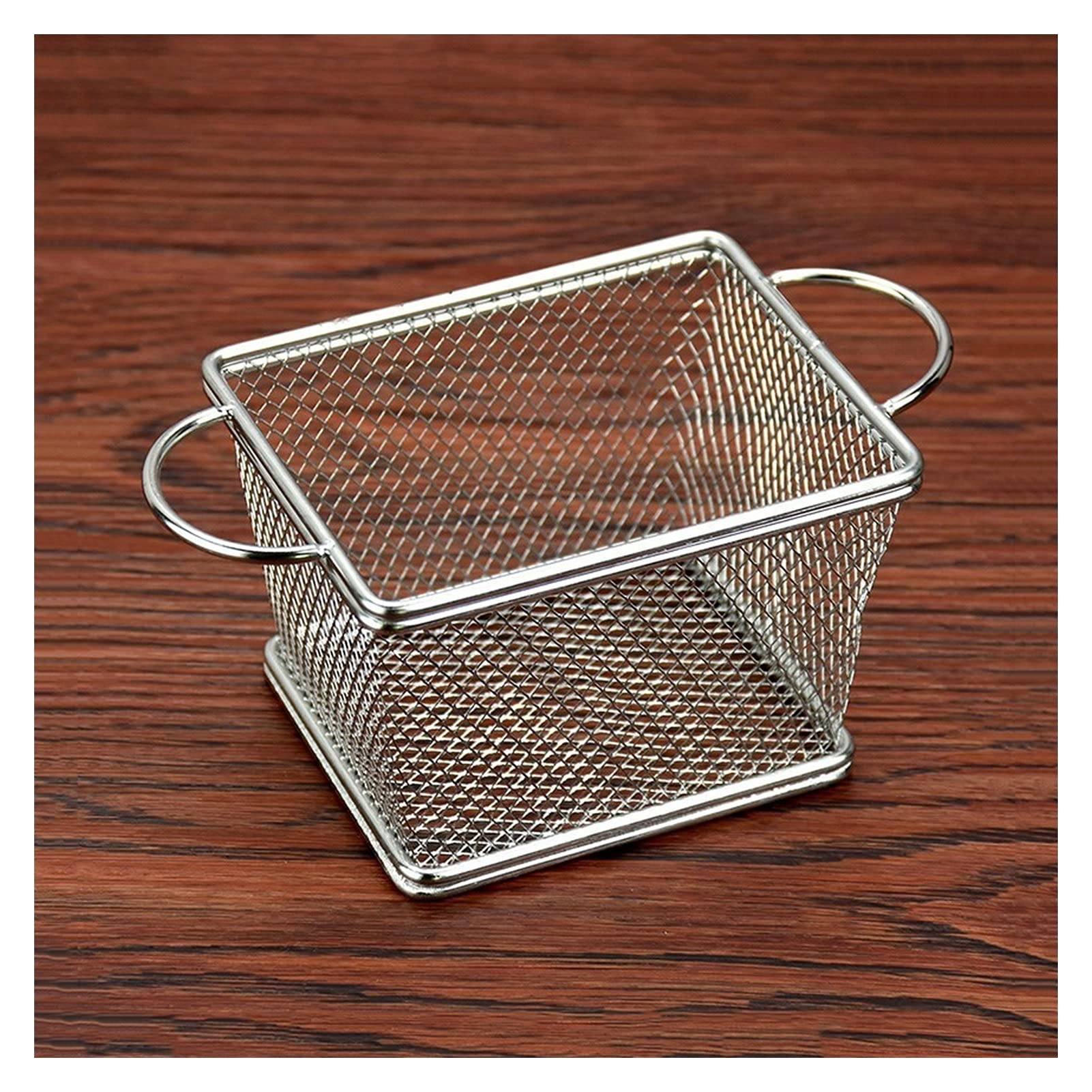 TOMYEUS Mini Stainless Steel Deep Fry Basket with Handle - Small French Fry Chips Basket for Kitchen Cooking, Food Presentation & Desk Serving - Perfect for Restaurants, Home Cooking & Party Snack Display