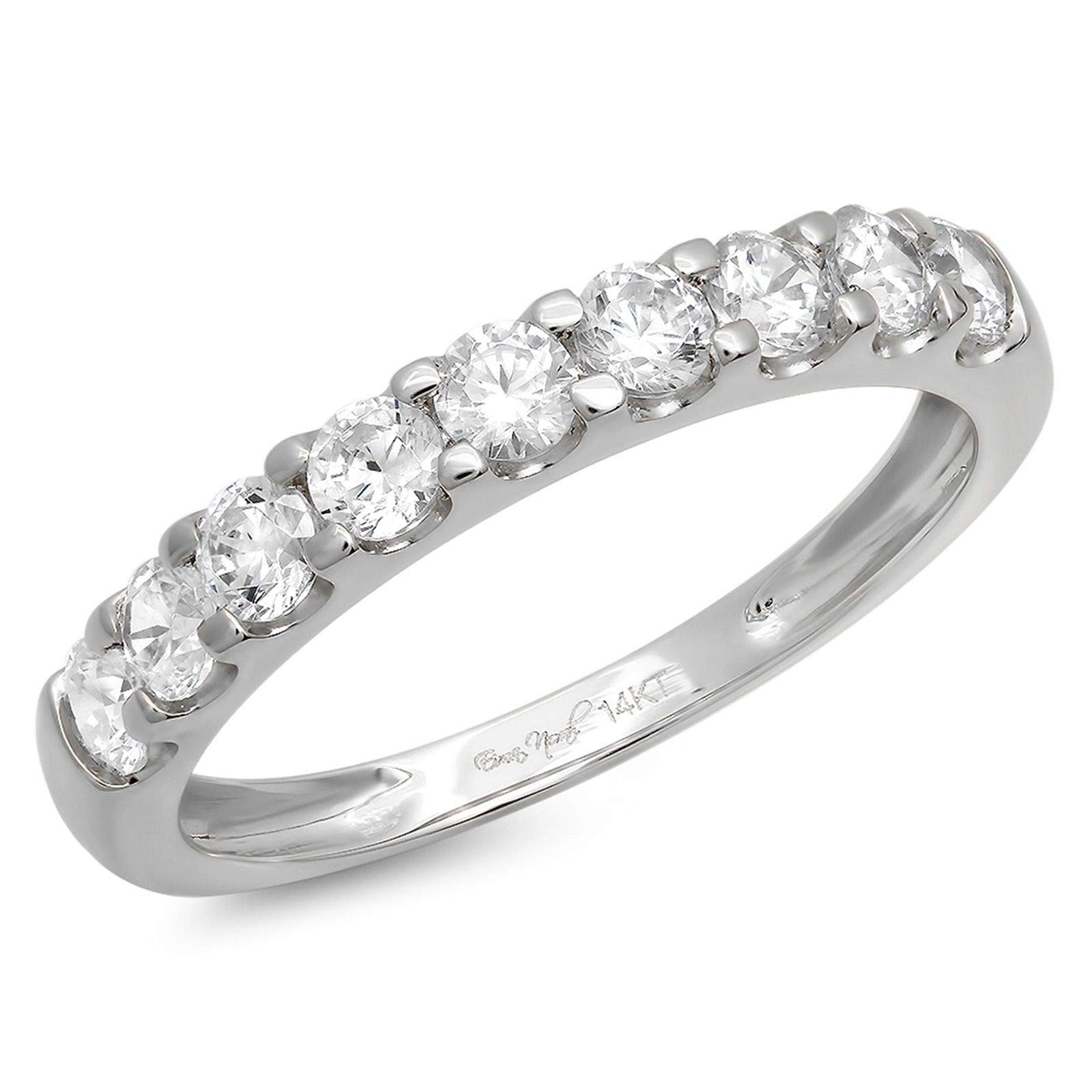0.81ct Round Brilliant Cut Genuine Lab-Grown Diamond Ring - SI1-SI2 Clarity, J-K Color, 18K White Gold Stackable Wedding Band - Perfect for Engagement, Promise Rings & Art Deco Style Jewelry Gifts